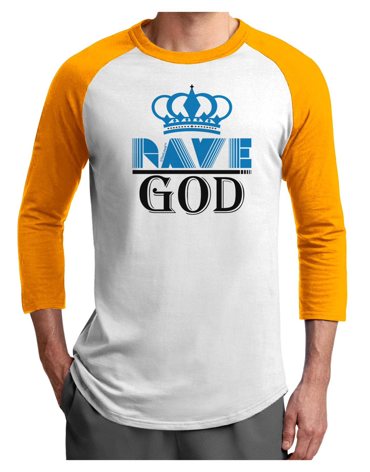 Rave God Adult Raglan Shirt-Raglan Shirt-TooLoud-White-Gold-X-Small-Davson Sales