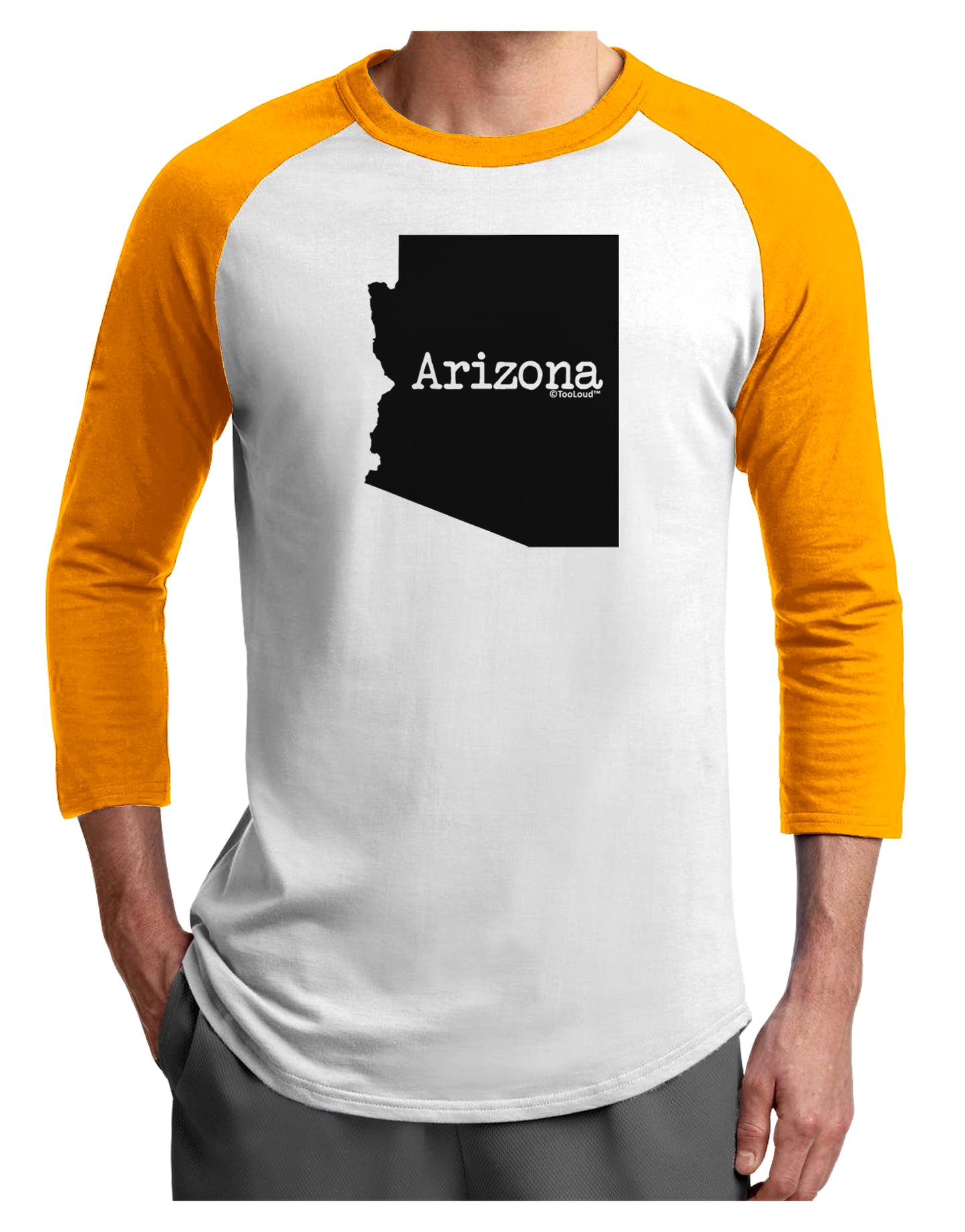 Arizona - United States Shape Adult Raglan Shirt by TooLoud-TooLoud-White-Gold-X-Small-Davson Sales