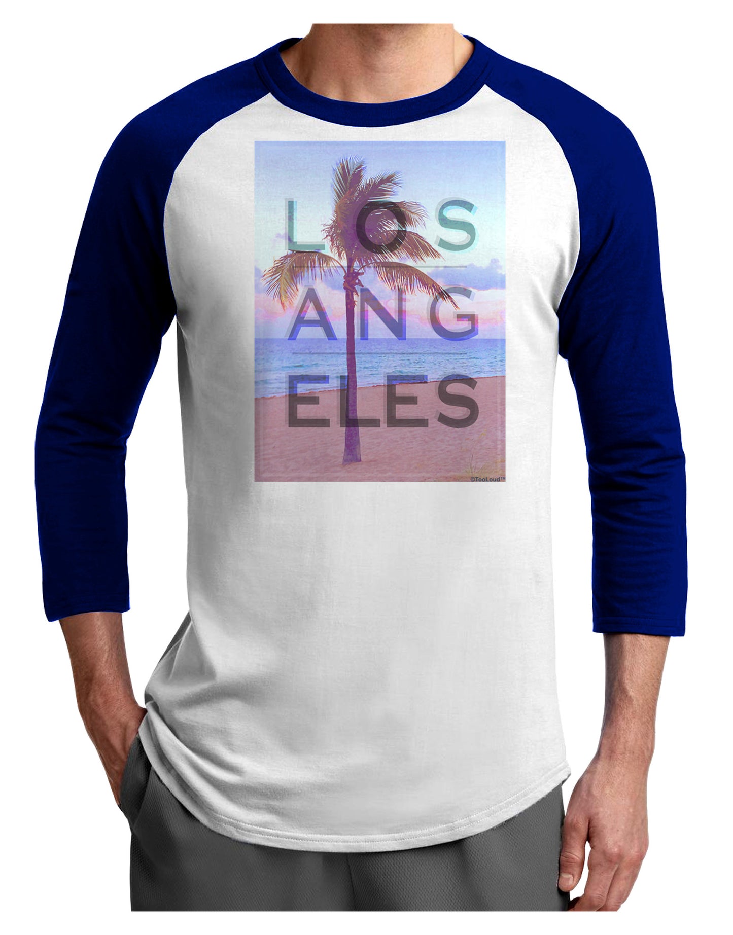 Los Angeles Beach Filter Adult Raglan Shirt-Raglan Shirt-TooLoud-White-Royal-X-Small-Davson Sales