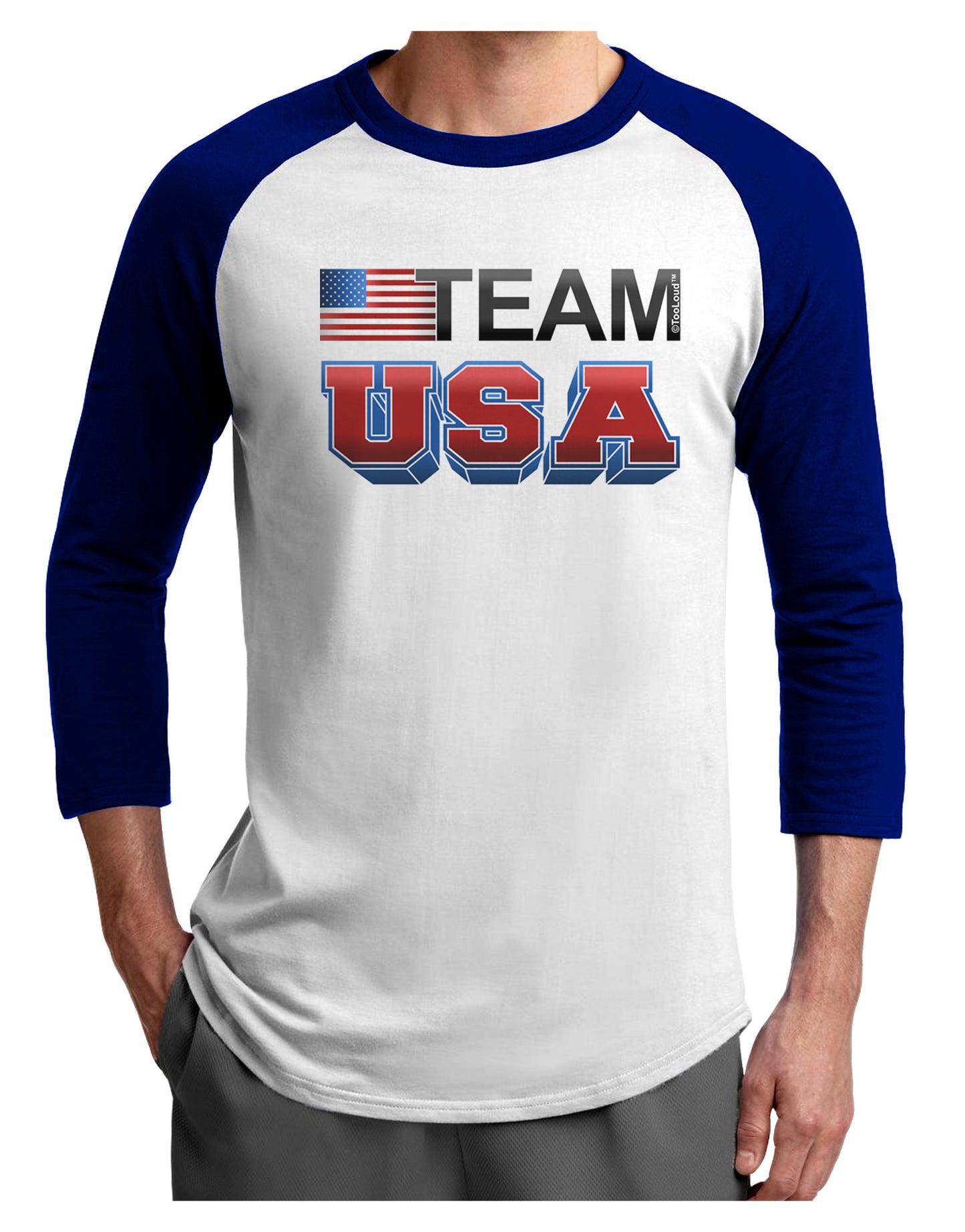 Sporty Team USA Adult Raglan Shirt-Raglan Shirt-TooLoud-White-Royal-X-Small-Davson Sales