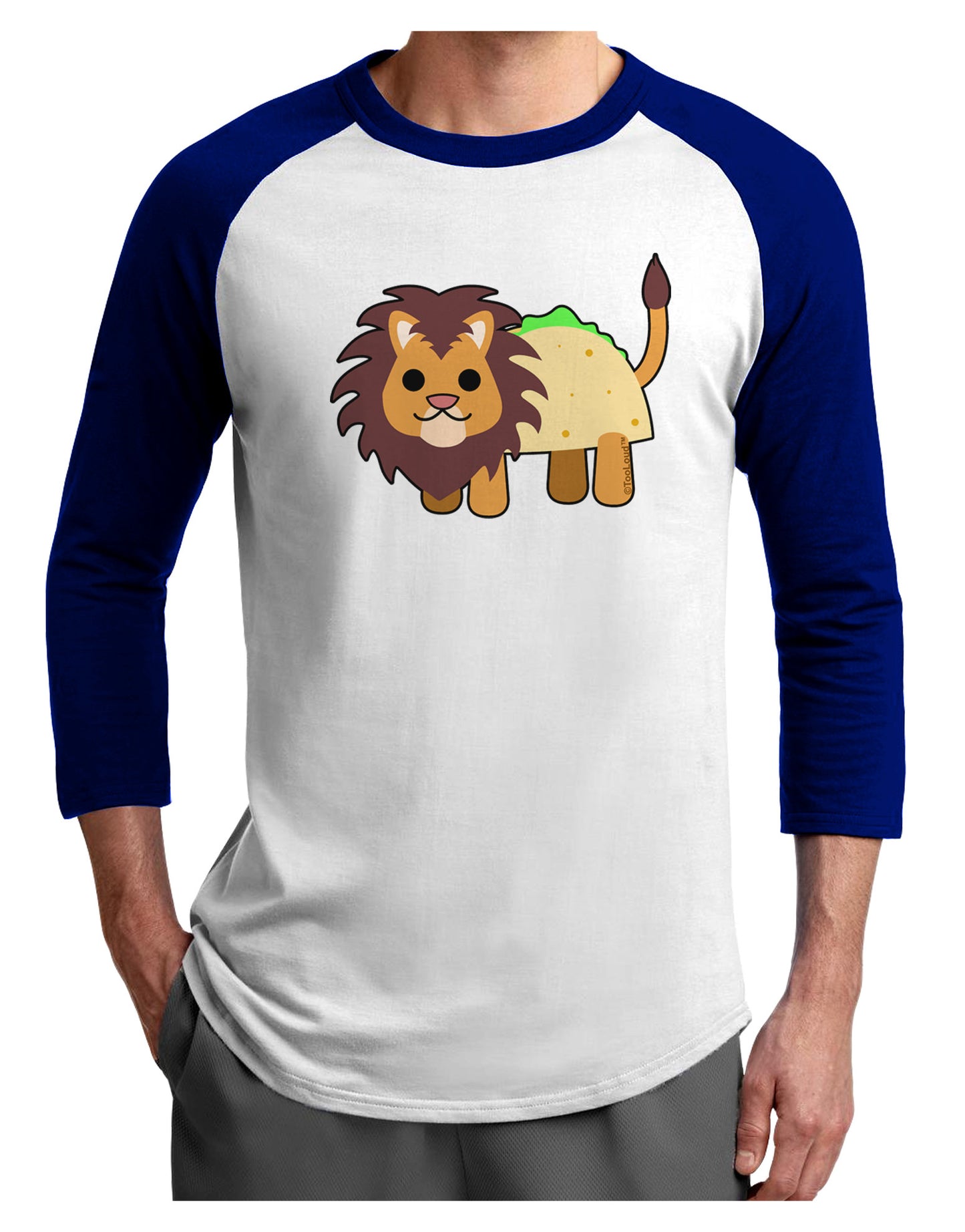 Cute Taco Lion Adult Raglan Shirt-TooLoud-White-Royal-X-Small-Davson Sales