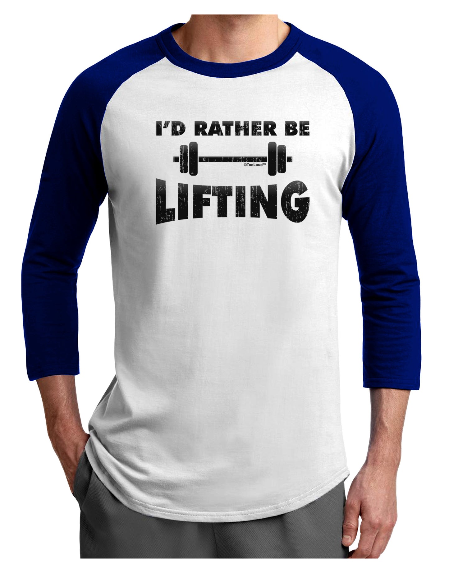 I'd Rather Be Lifting Adult Raglan Shirt-Raglan Shirt-TooLoud-White-Royal-X-Small-Davson Sales
