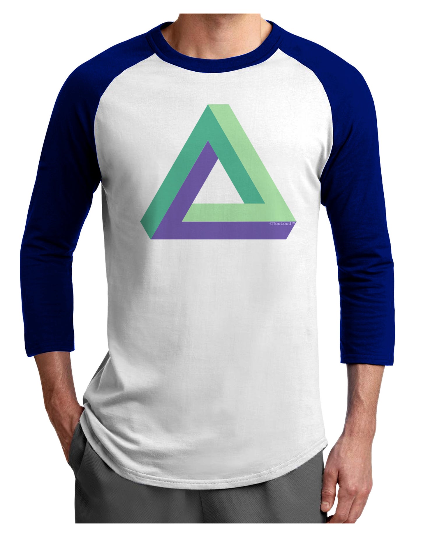 Impossible Triangle Loop Adult Raglan Shirt-Raglan Shirt-TooLoud-White-Royal-X-Small-Davson Sales