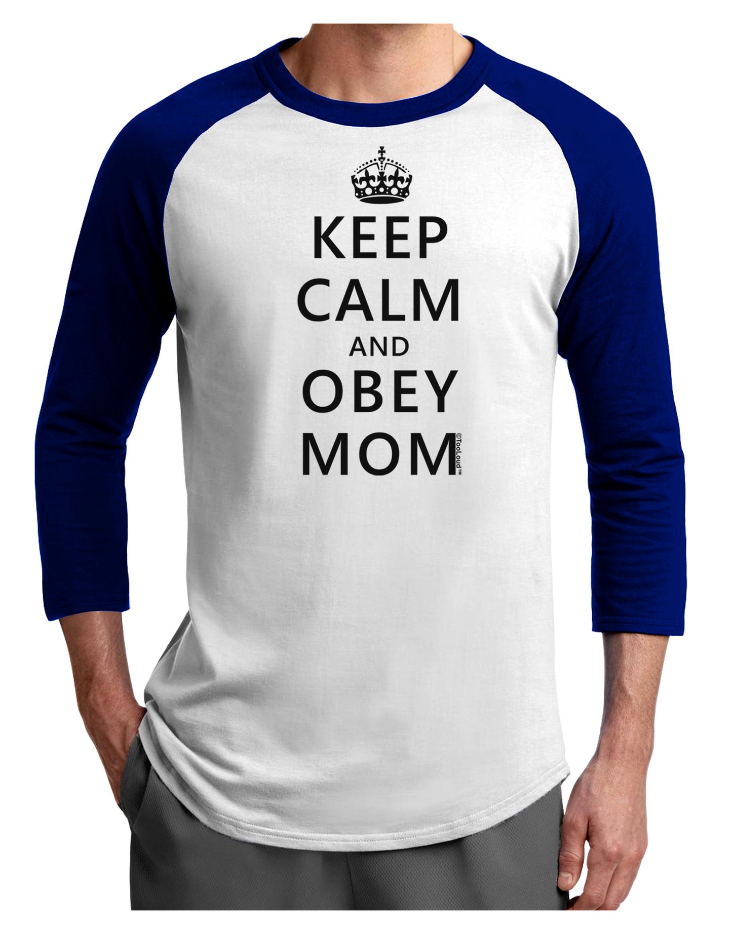 Keep Calm and Obey Mom Adult Raglan Shirt-Raglan Shirt-TooLoud-White-Royal-X-Small-Davson Sales
