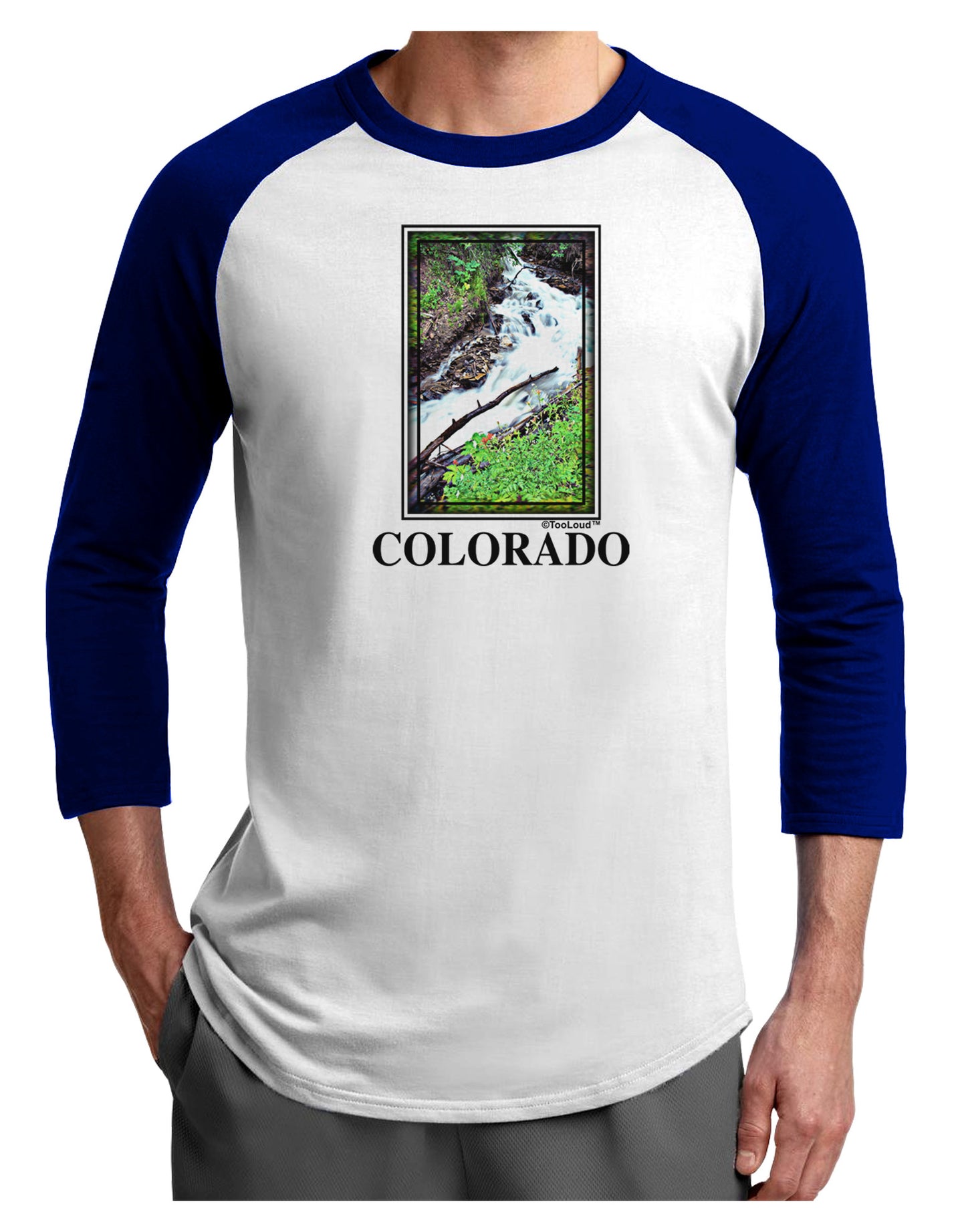 Colorado White River Text Adult Raglan Shirt-Raglan Shirt-TooLoud-White-Royal-X-Small-Davson Sales
