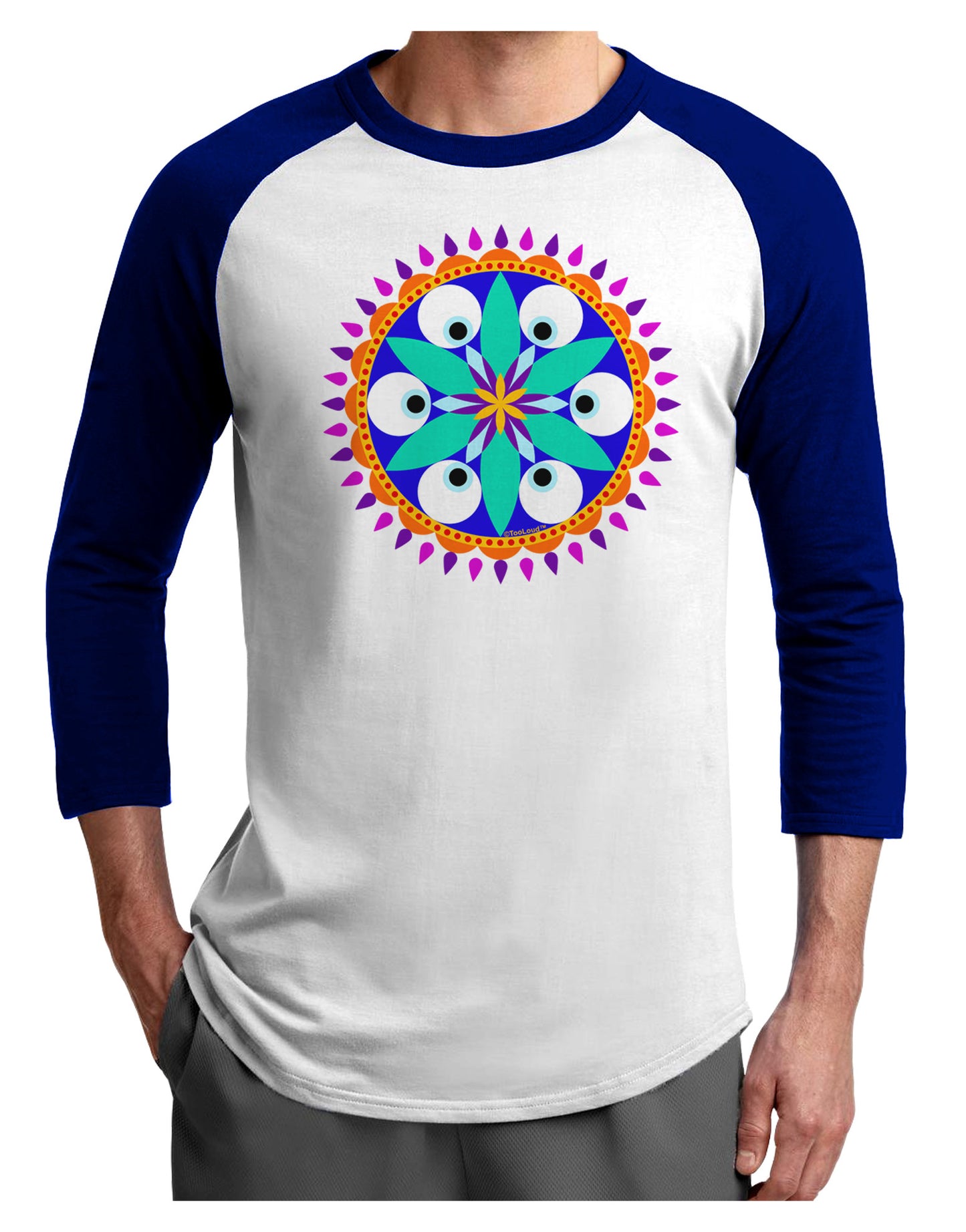 Evil Eye Protection Mandala Adult Raglan Shirt by-Raglan Shirt-TooLoud-White-Royal-X-Small-Davson Sales