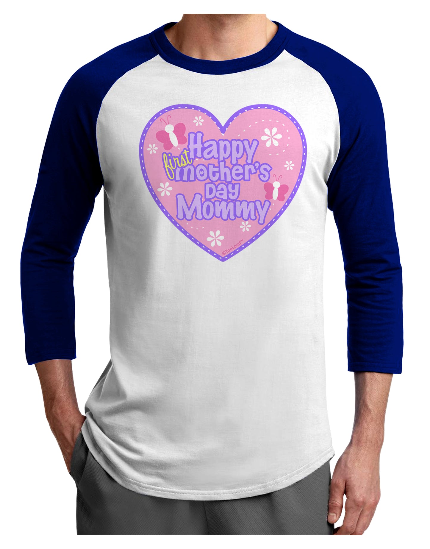 Happy First Mother's Day Mommy - Pink Adult Raglan Shirt by TooLoud-TooLoud-White-Royal-X-Small-Davson Sales