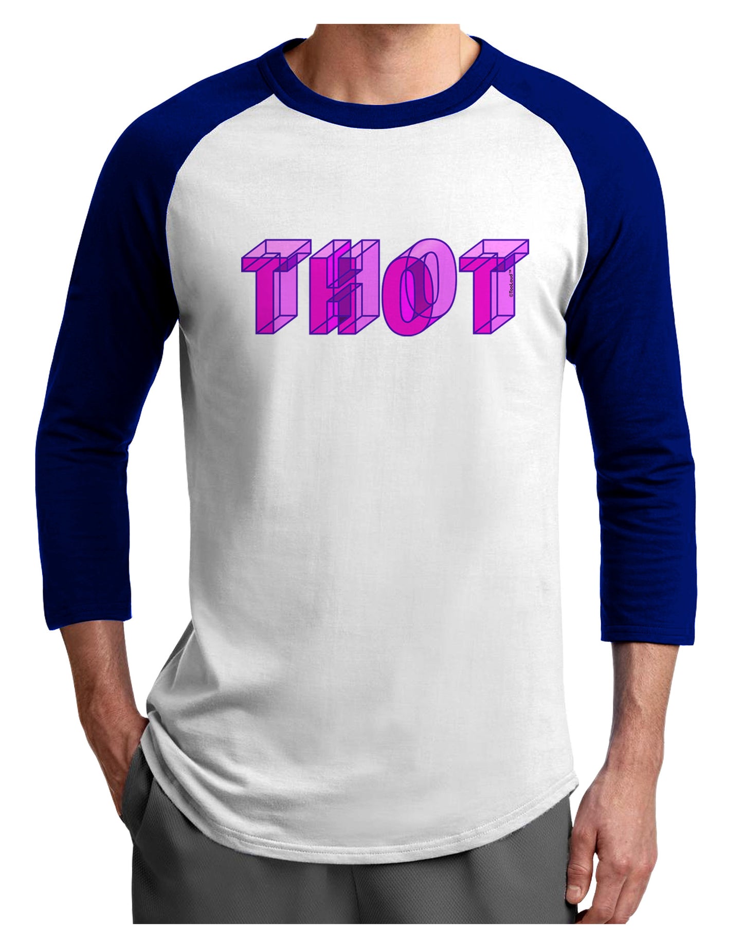 THOT Artistic Text Adult Raglan Shirt-Raglan Shirt-TooLoud-White-Royal-X-Small-Davson Sales
