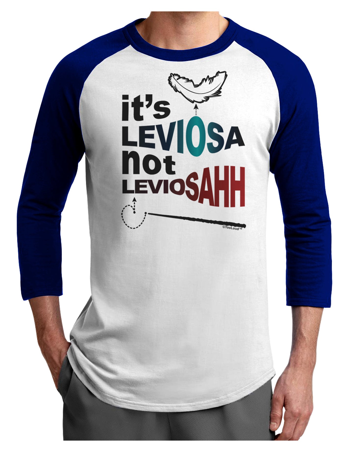 It's LeviOsa not LeviosAHH Adult Raglan Shirt-Raglan Shirt-TooLoud-White-Royal-X-Small-Davson Sales