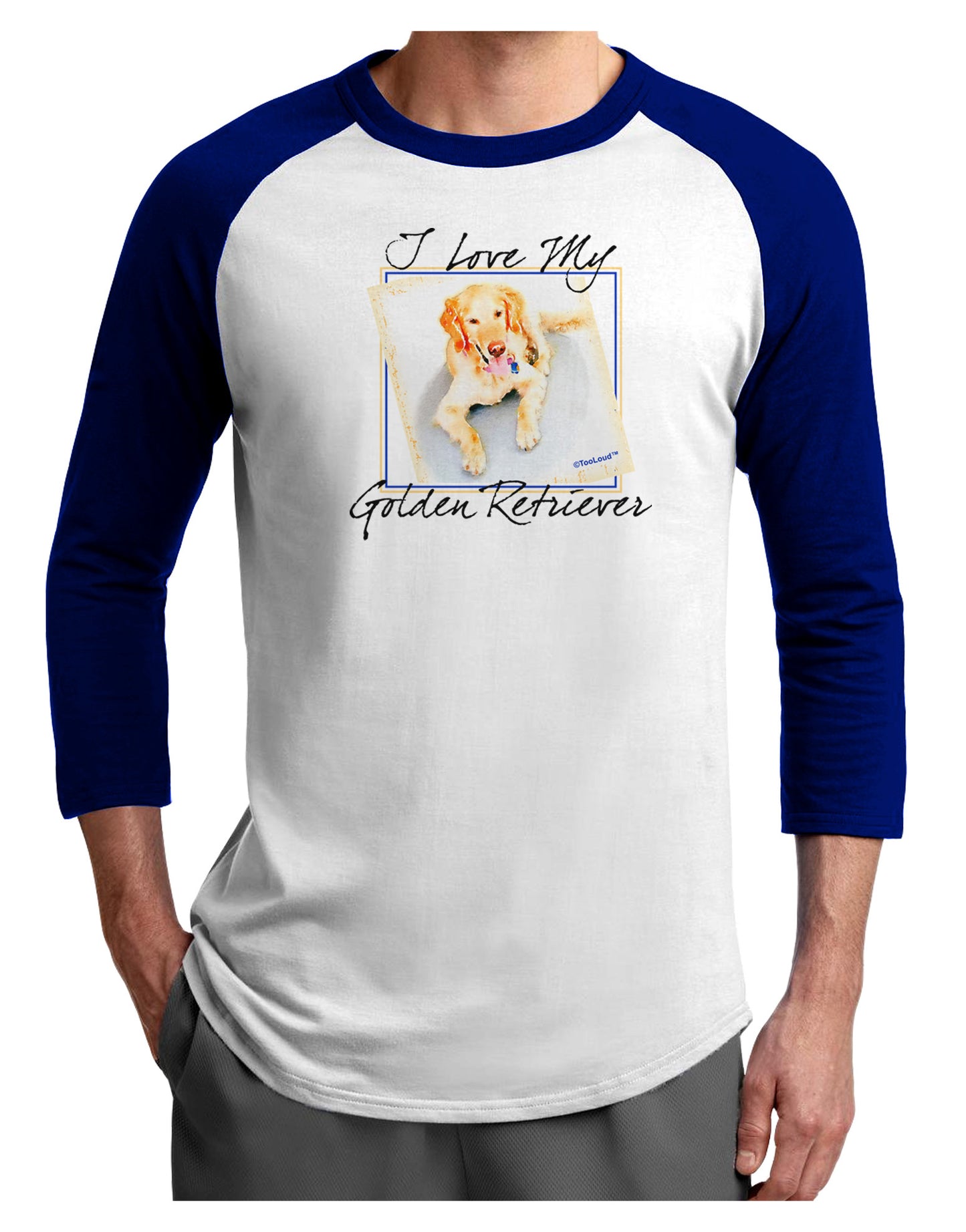 I Love My Golden Retriever Adult Raglan Shirt-Raglan Shirt-TooLoud-White-Royal-X-Small-Davson Sales
