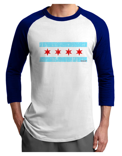 Distressed Chicago Flag Design Adult Raglan Shirt by TooLoud-Raglan Shirt-TooLoud-White-Royal-X-Small-Davson Sales