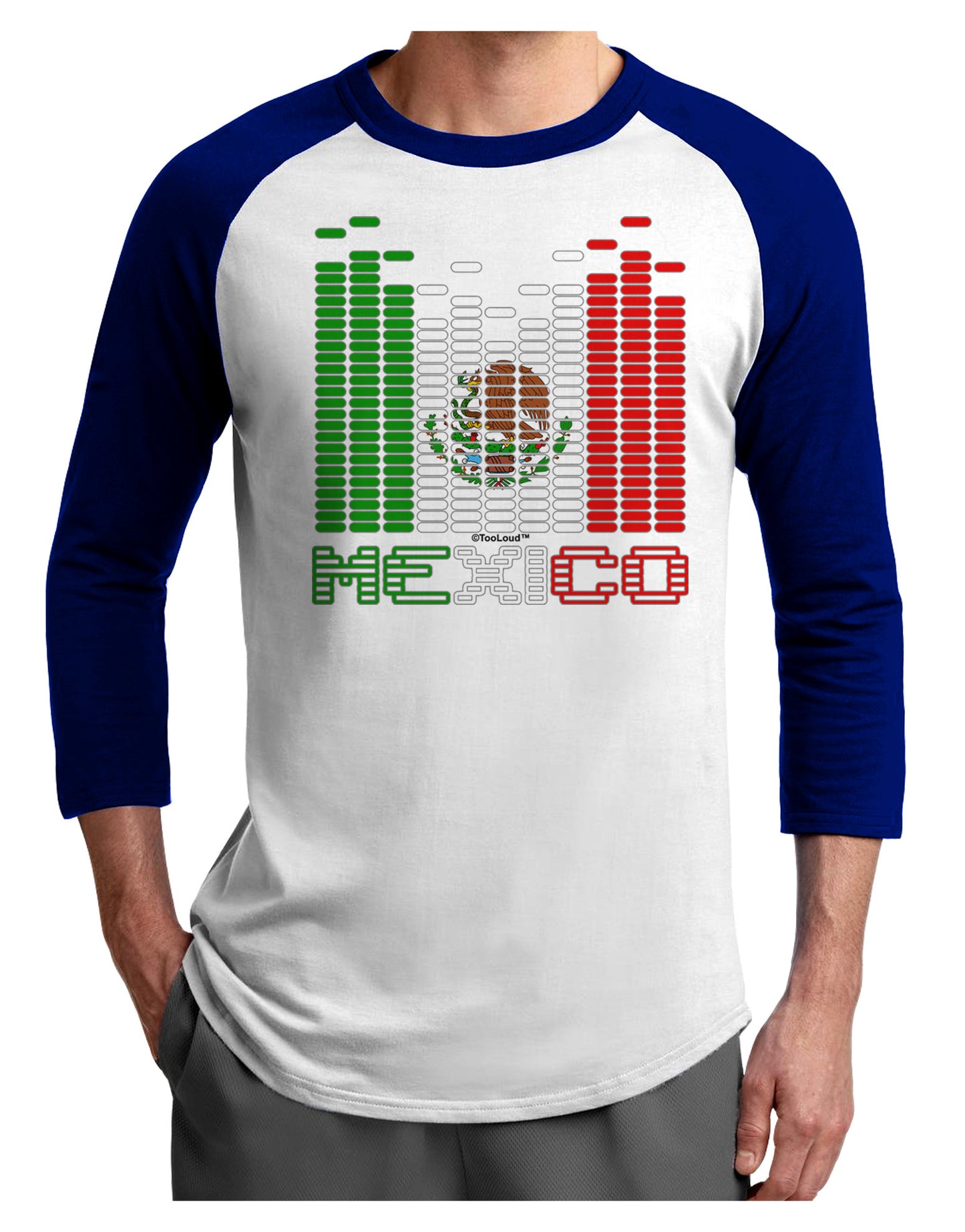 Mexican Flag Levels - Cinco De Mayo Text Adult Raglan Shirt-TooLoud-White-Royal-X-Small-Davson Sales