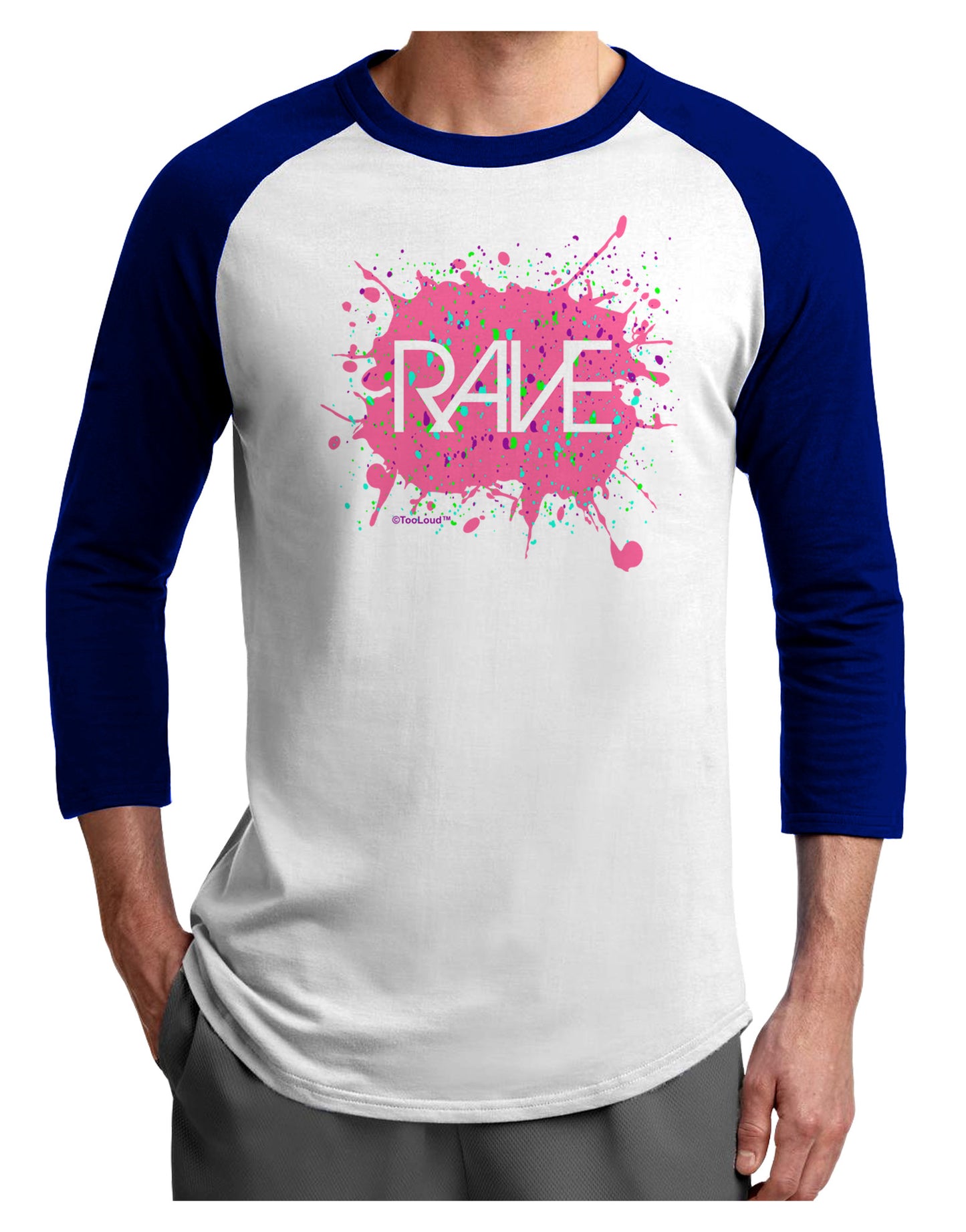 Rave Splatter Pink Adult Raglan Shirt-Raglan Shirt-TooLoud-White-Royal-X-Small-Davson Sales