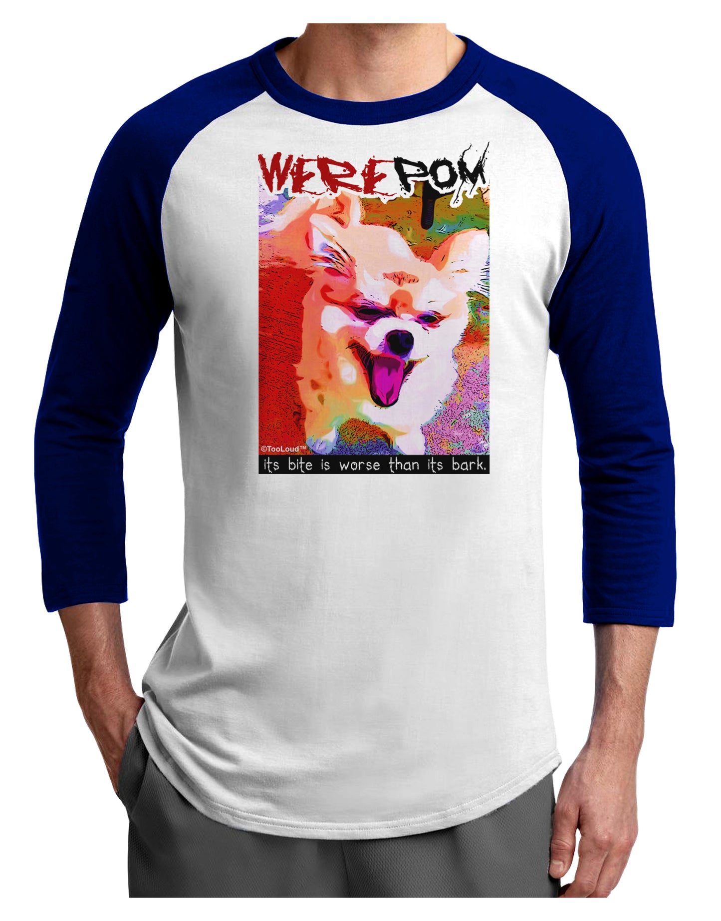 WerePom - Werewolf Pomeranian Adult Raglan Shirt by TooLoud-TooLoud-White-Royal-X-Small-Davson Sales