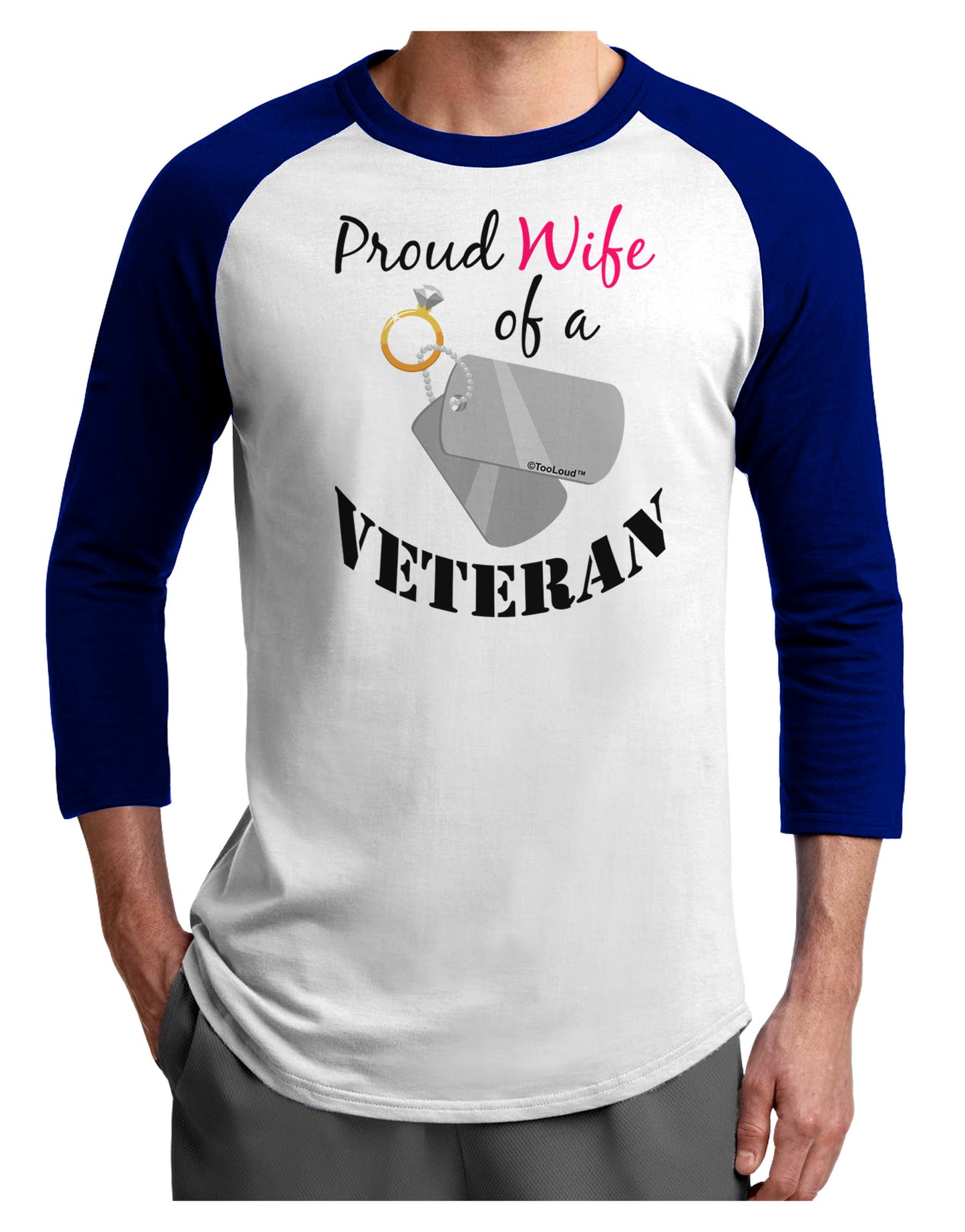 Wife of Veteran Adult Raglan Shirt-Raglan Shirt-TooLoud-White-Royal-X-Small-Davson Sales