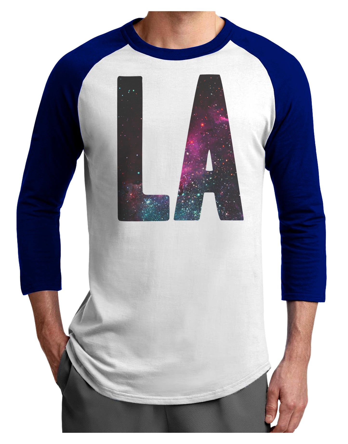 LA Outer Space Desgin Adult Raglan Shirt-Raglan Shirt-TooLoud-White-Royal-X-Small-Davson Sales