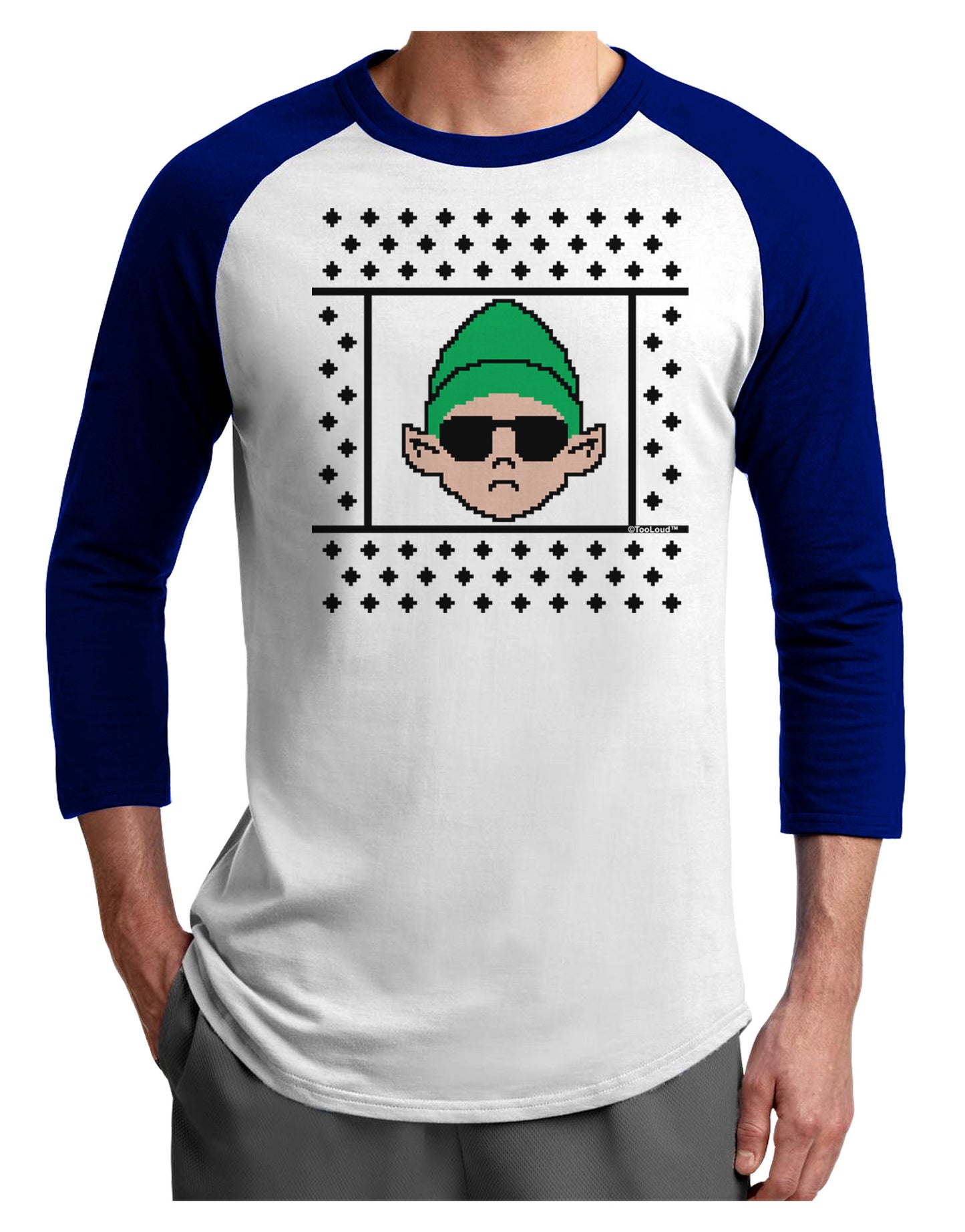 Cool Elf Christmas Sweater Adult Raglan Shirt-TooLoud-White-Royal-X-Small-Davson Sales