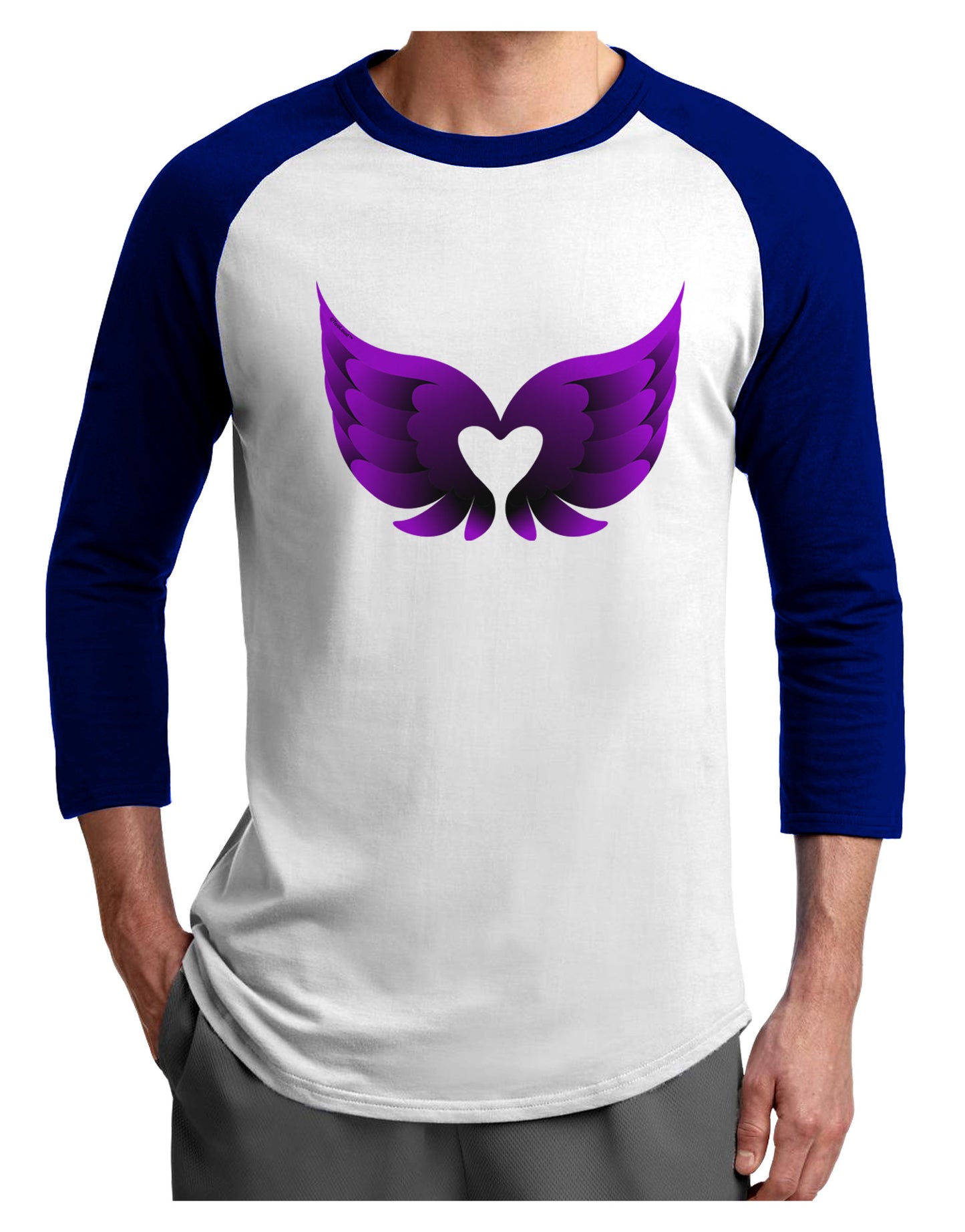 Cute Dark Angel Wings Black and Purple Heart Adult Raglan Shirt-TooLoud-White-Royal-X-Small-Davson Sales