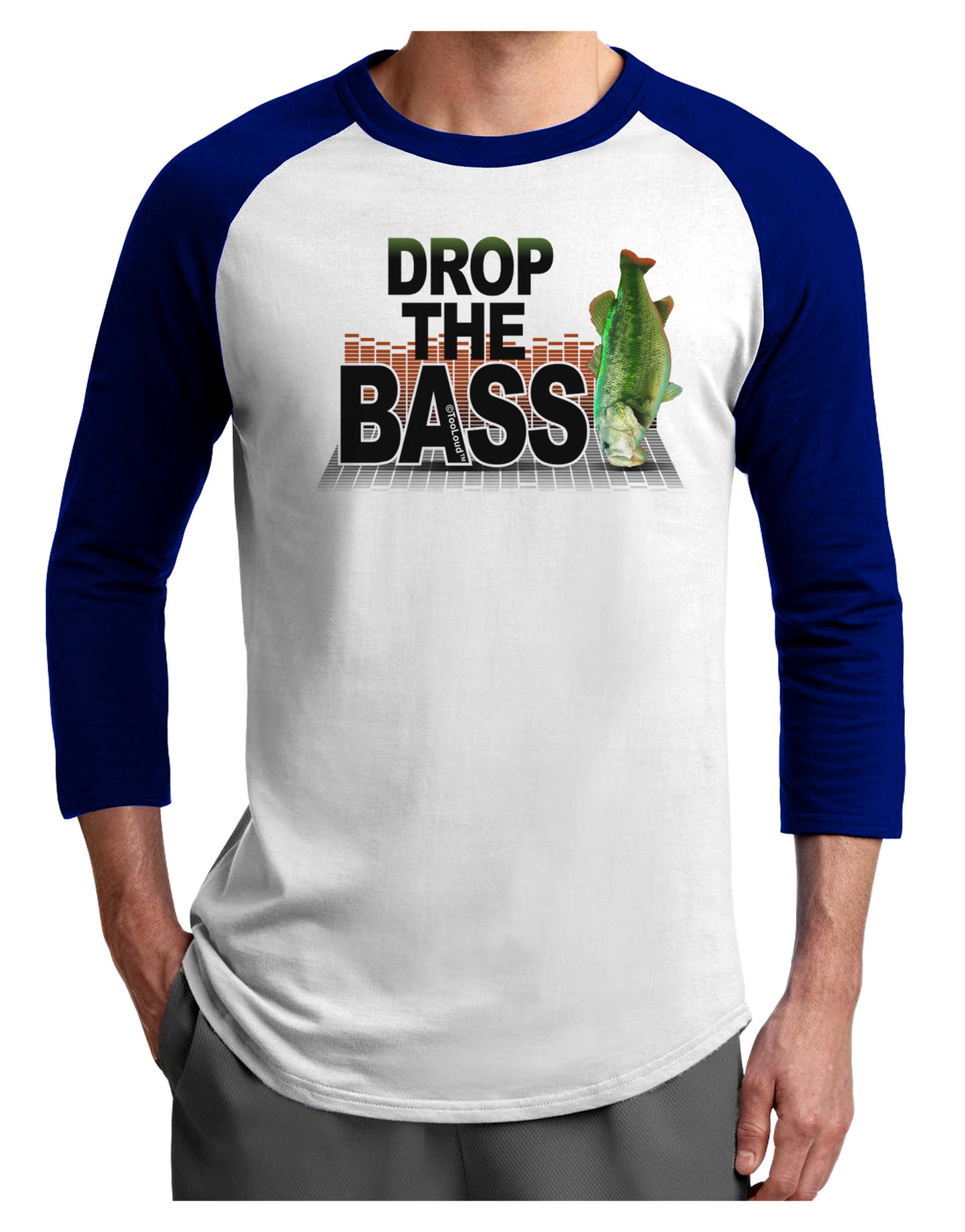Drop The Bass Fish Adult Raglan Shirt-Raglan Shirt-TooLoud-White-Royal-X-Small-Davson Sales