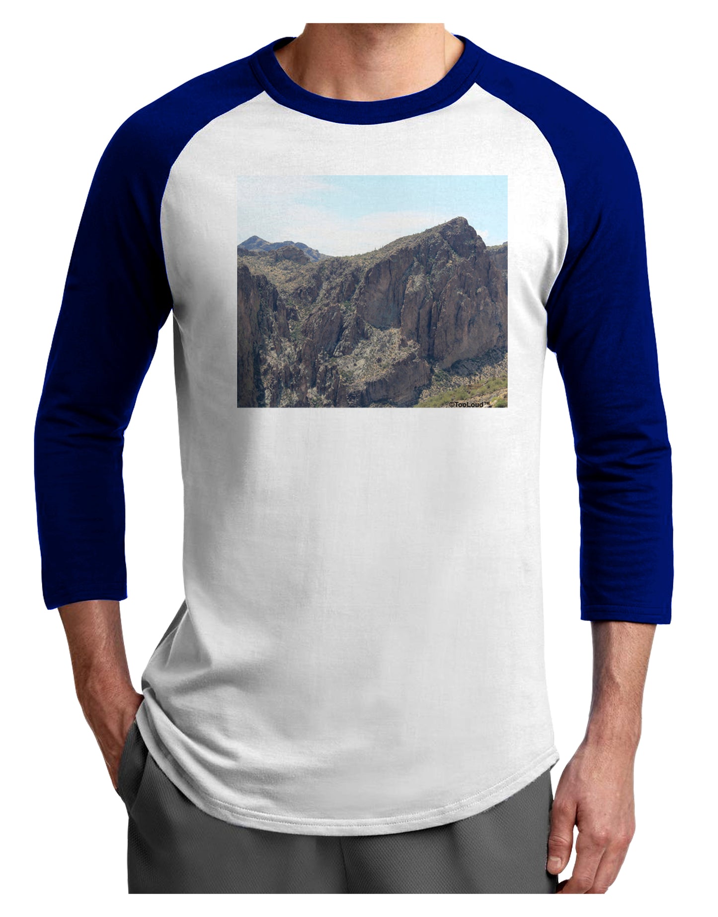 Arizona Saguaro Lake Mountains Adult Raglan Shirt-Raglan Shirt-TooLoud-White-Royal-X-Small-Davson Sales