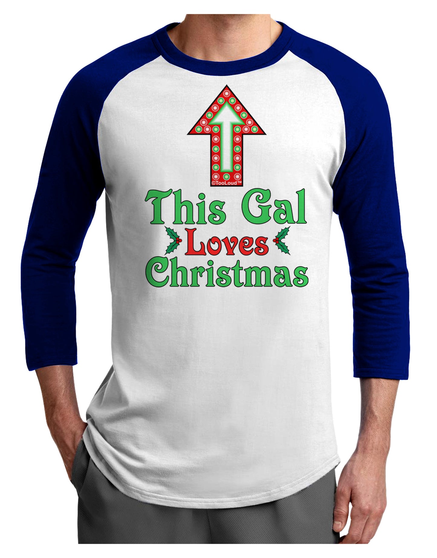 This Gal Loves Christmas Cute Adult Raglan Shirt-Raglan Shirt-TooLoud-White-Royal-X-Small-Davson Sales