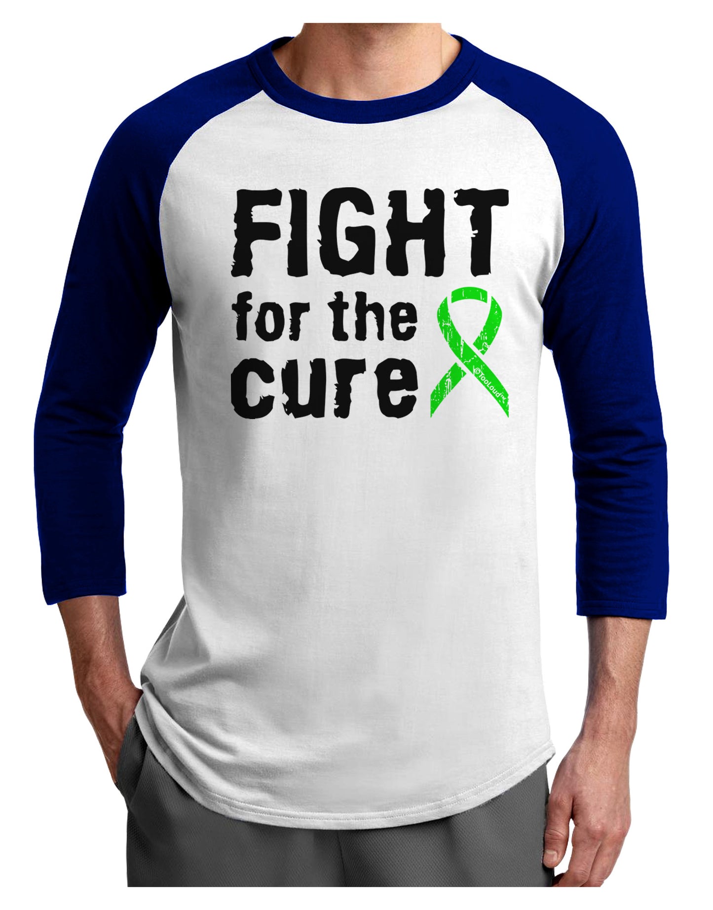 Fight for the Cure - Lime Green Ribbon Lyme Disease Adult Raglan Shirt-TooLoud-White-Royal-X-Small-Davson Sales