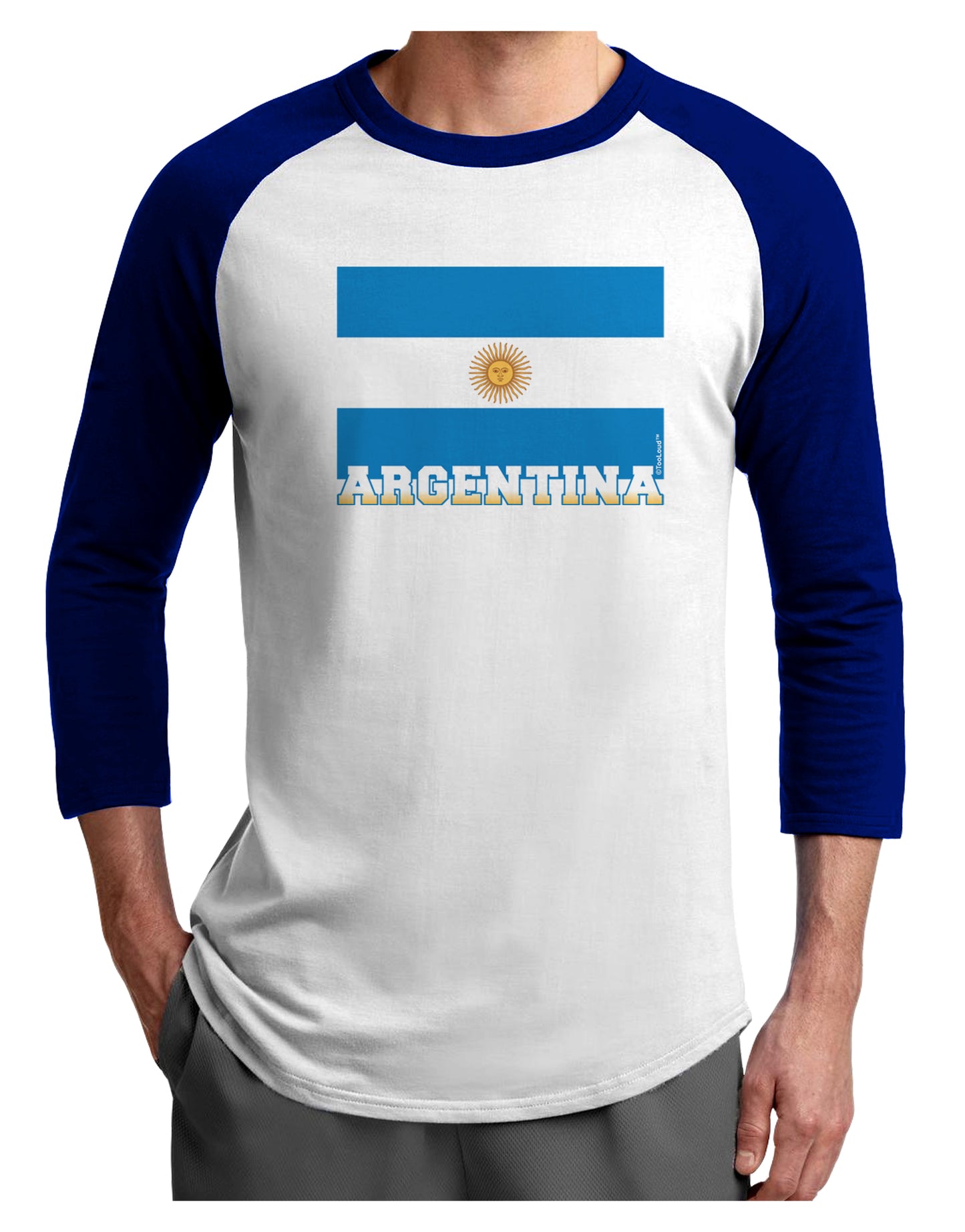 Argentina Flag Adult Raglan Shirt-Raglan Shirt-TooLoud-White-Royal-X-Small-Davson Sales