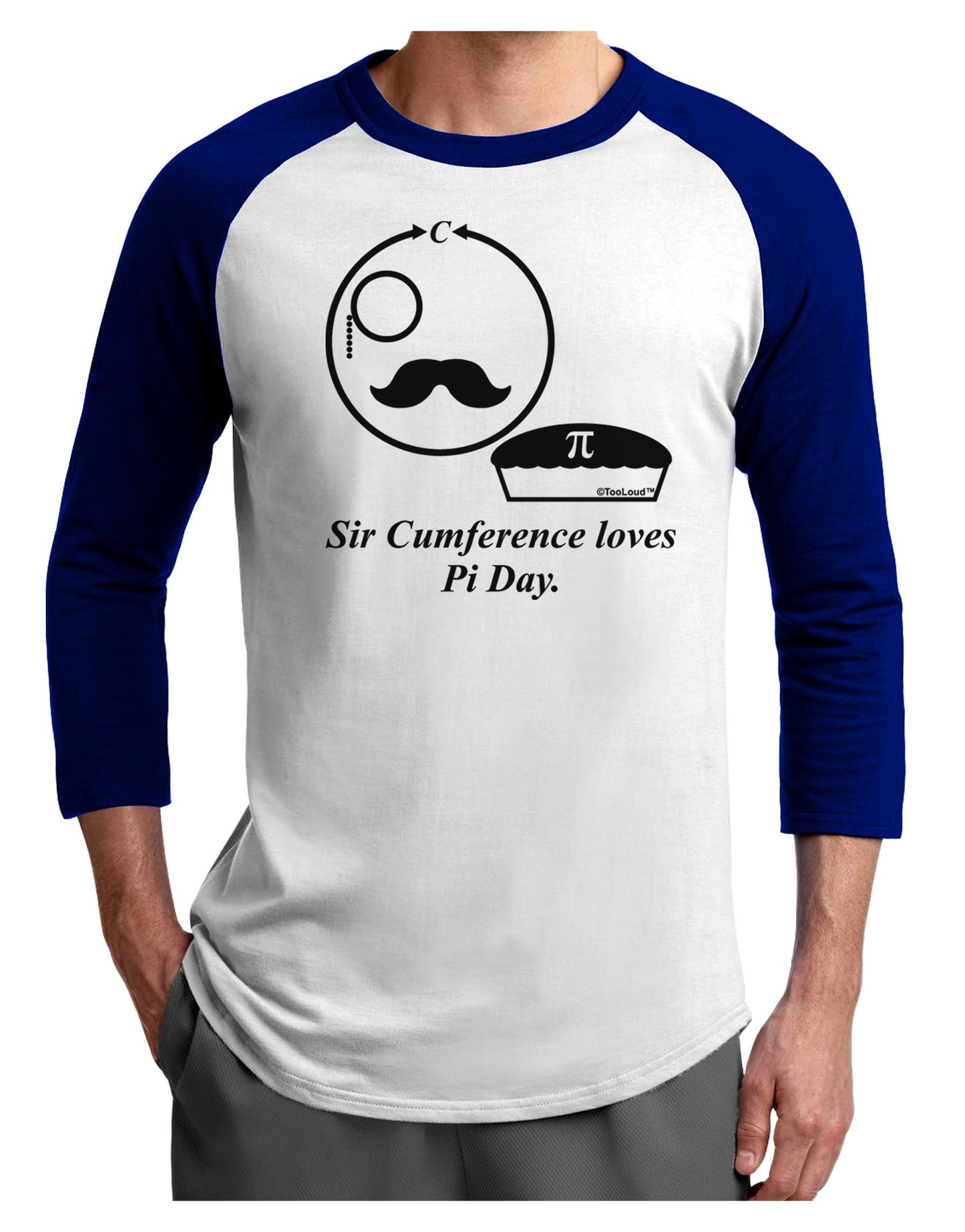 Sir Cumference Loves Pi Day Adult Raglan Shirt-TooLoud-White-Royal-X-Small-Davson Sales