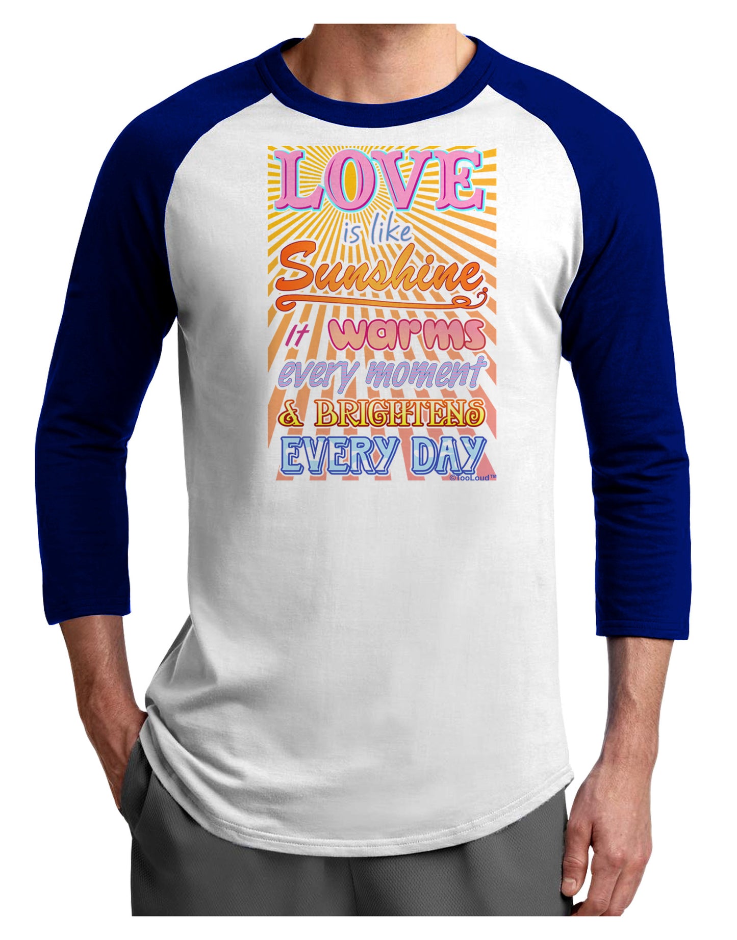 Love is like Sunshine - Sunburst Adult Raglan Shirt-Raglan Shirt-TooLoud-White-Royal-X-Small-Davson Sales