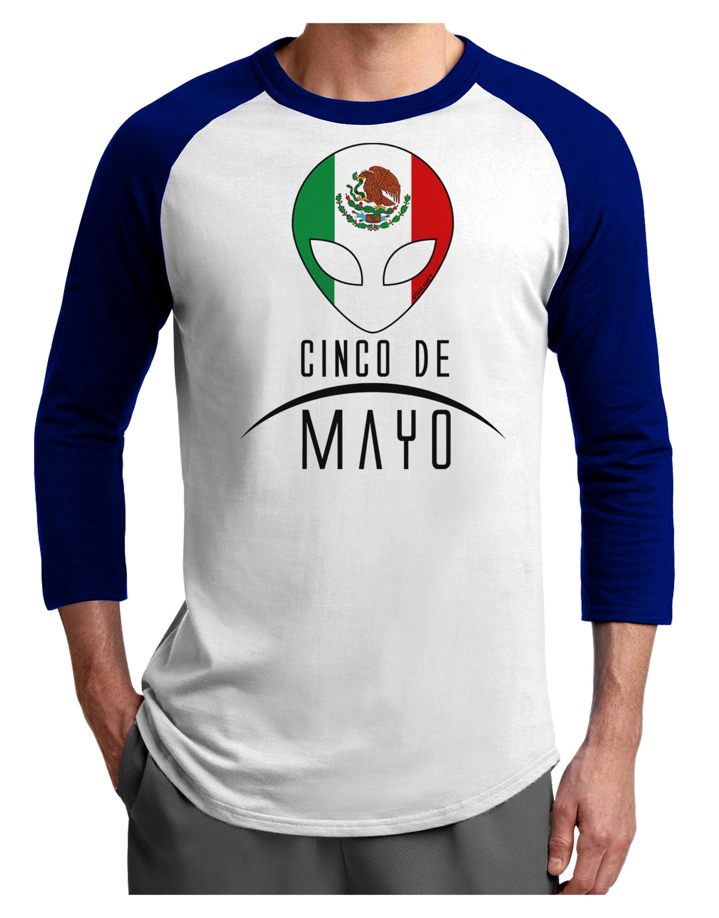 Mexican Extraterrestrial Text Adult Raglan Shirt-Raglan Shirt-TooLoud-White-Royal-X-Small-Davson Sales