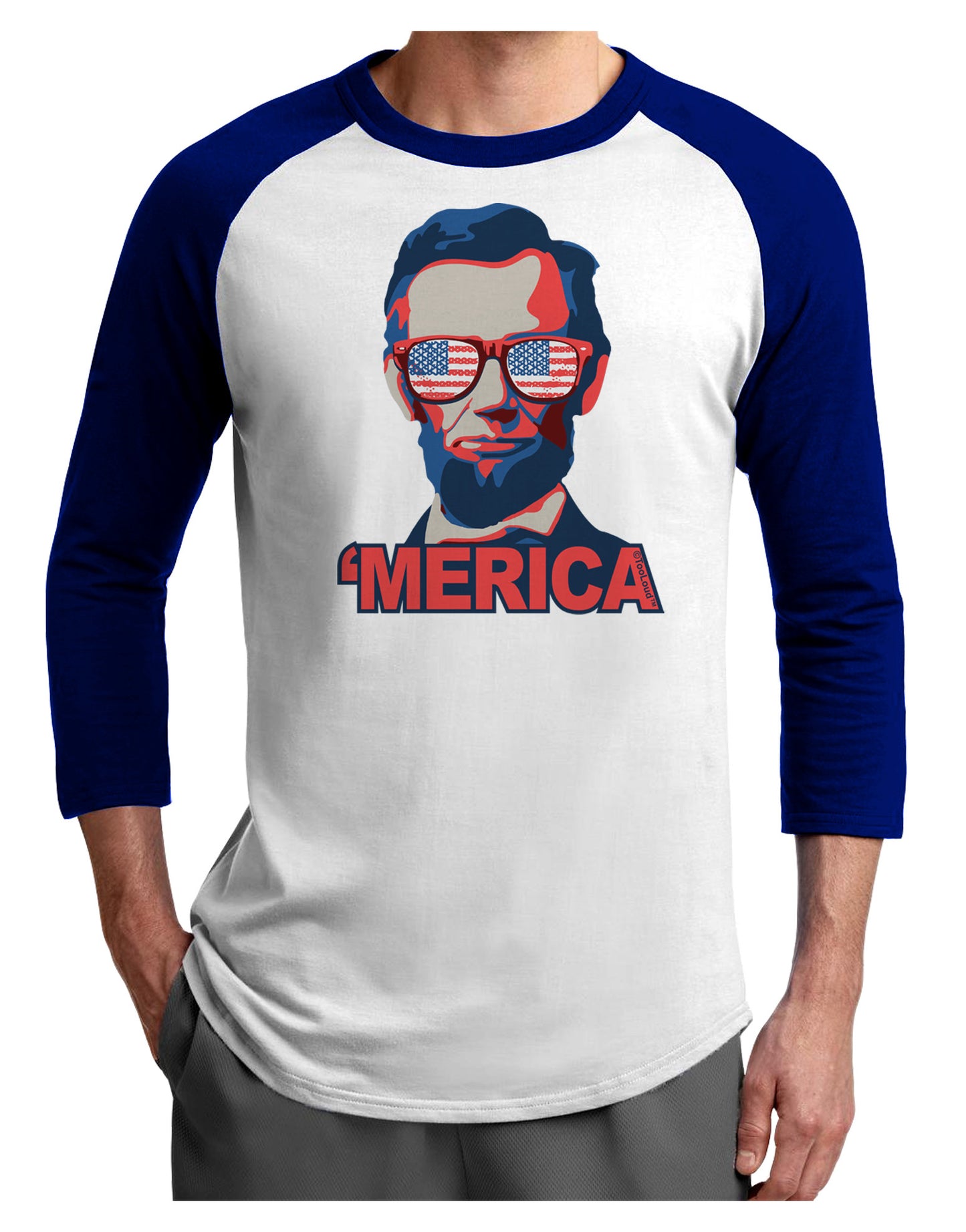 Lincoln Merica Adult Raglan Shirt-Raglan Shirt-TooLoud-White-Royal-X-Small-Davson Sales