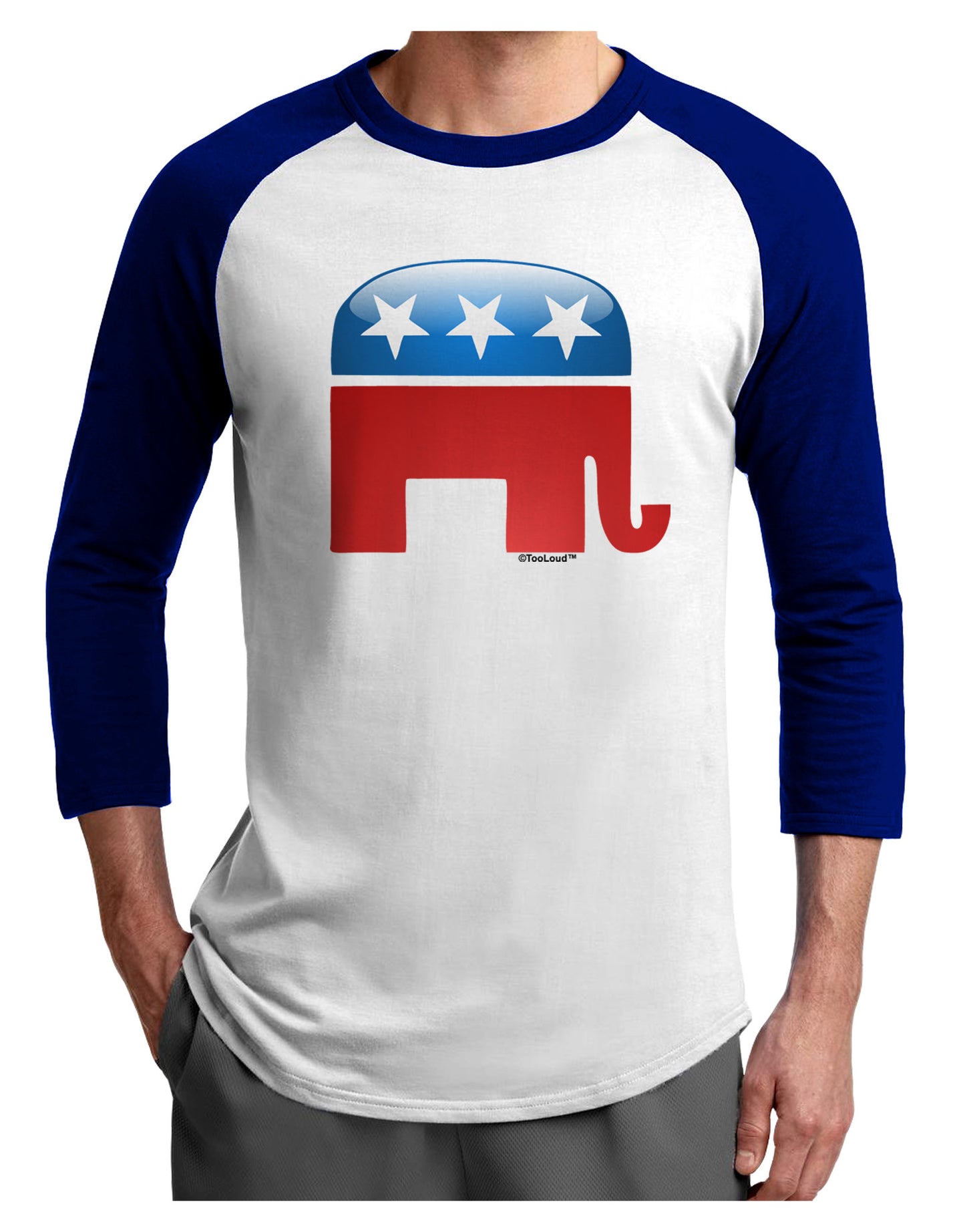 Republican Bubble Symbol Adult Raglan Shirt-TooLoud-White-Royal-X-Small-Davson Sales
