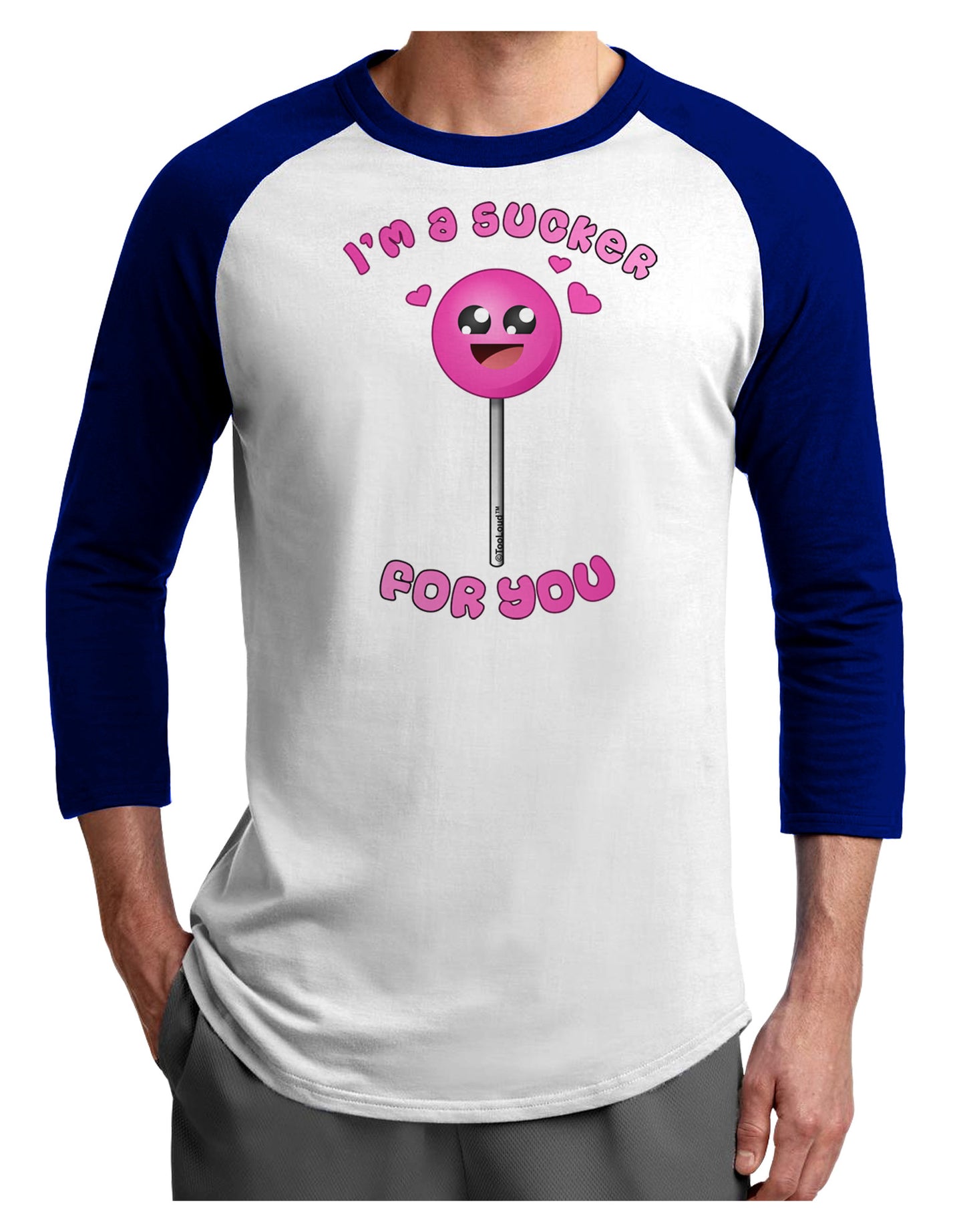 Sucker For You Adult Raglan Shirt-Raglan Shirt-TooLoud-White-Royal-X-Small-Davson Sales