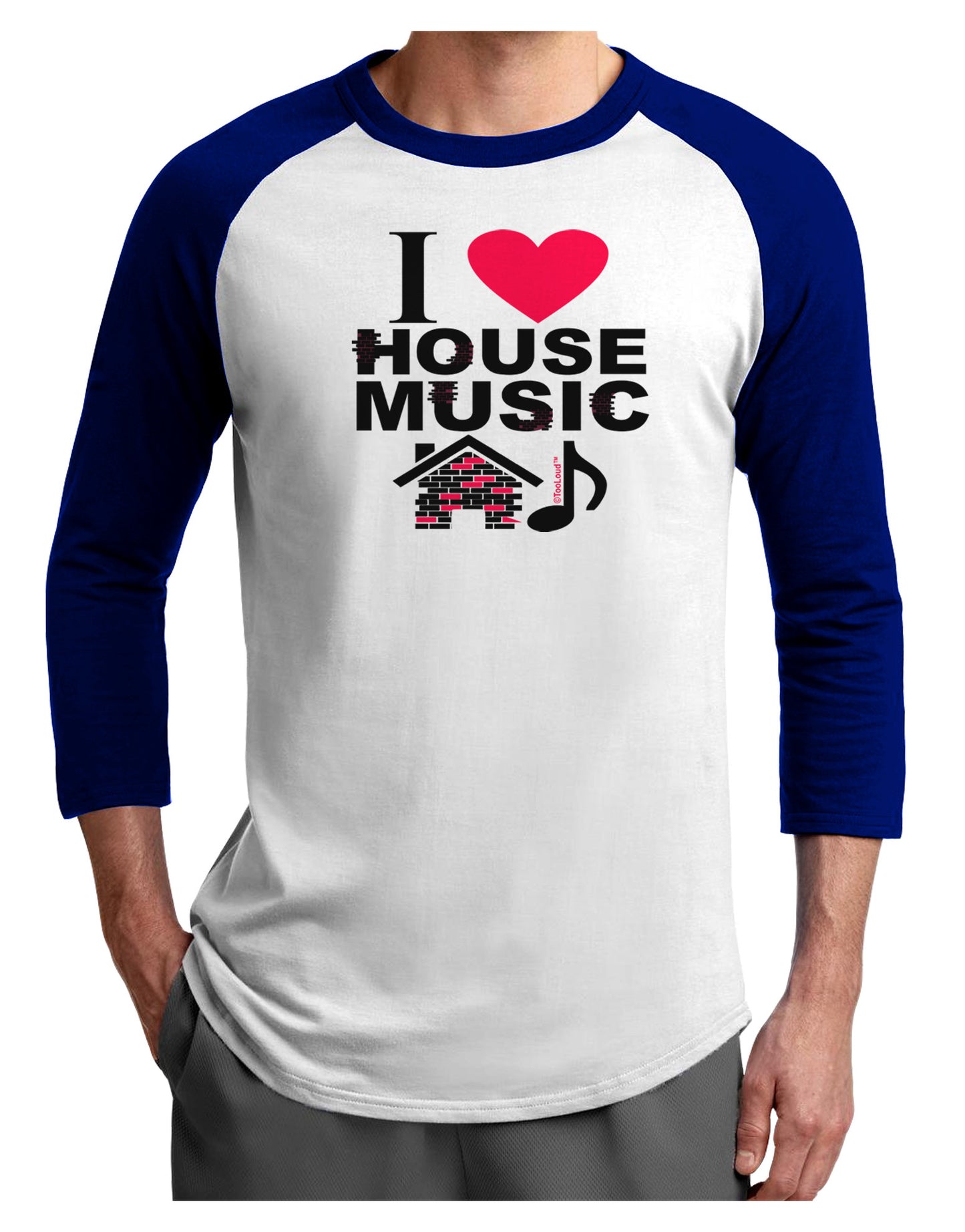 I Love House Pink Adult Raglan Shirt-Raglan Shirt-TooLoud-White-Royal-X-Small-Davson Sales