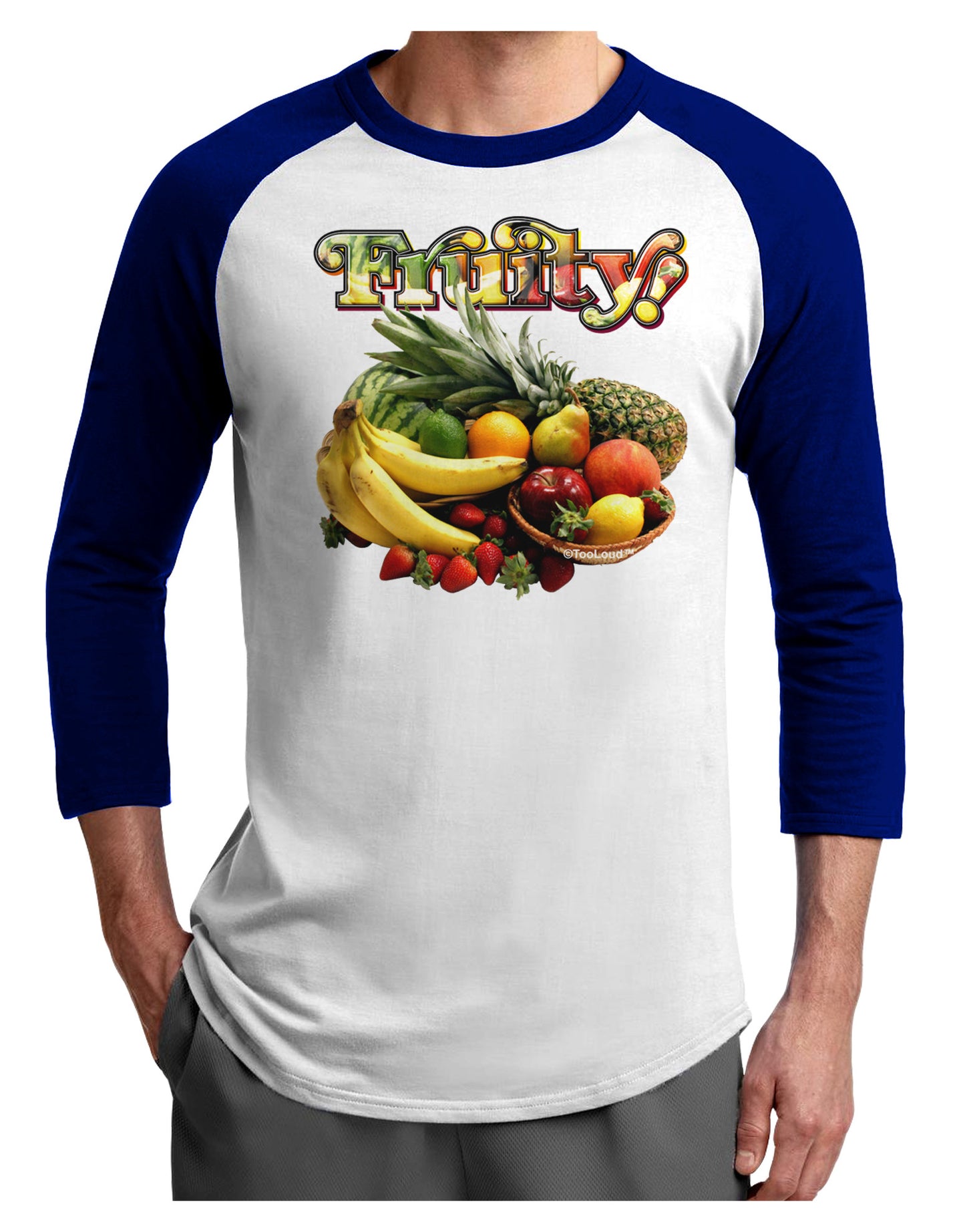 Fruity Fruit Basket 2 Adult Raglan Shirt-Raglan Shirt-TooLoud-White-Royal-X-Small-Davson Sales