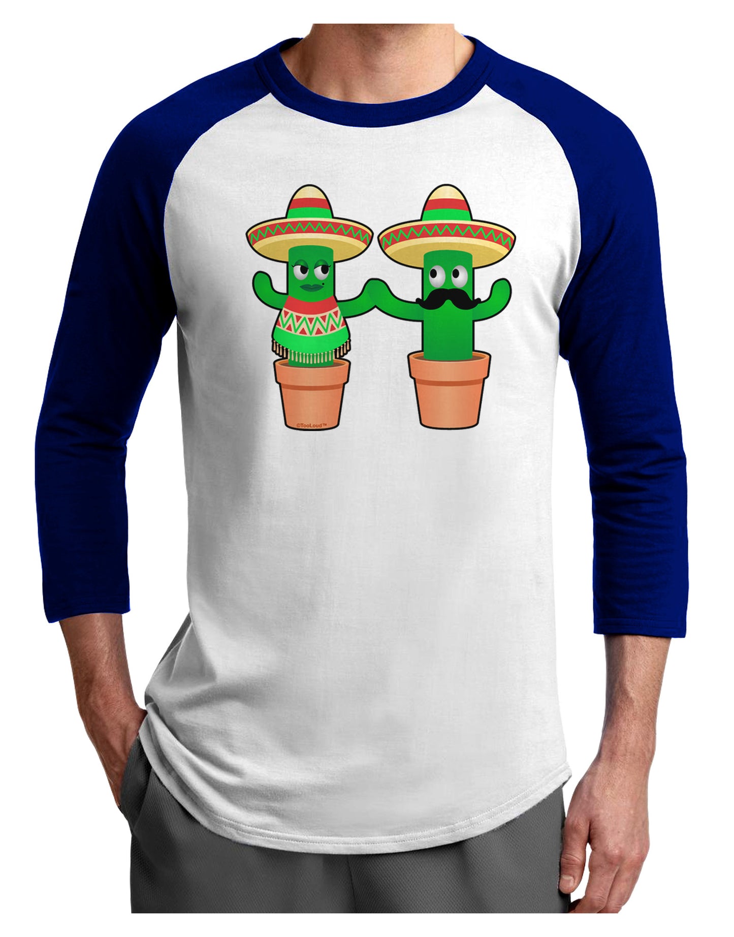 Fiesta Cactus Couple Adult Raglan Shirt-Raglan Shirt-TooLoud-White-Royal-X-Small-Davson Sales