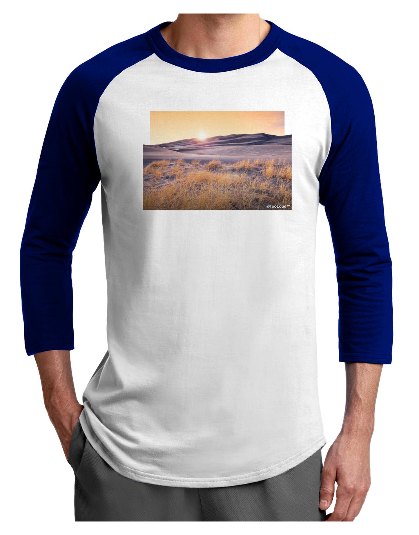 Colorado Sand Dunes Cutout Adult Raglan Shirt-Raglan Shirt-TooLoud-White-Royal-X-Small-Davson Sales