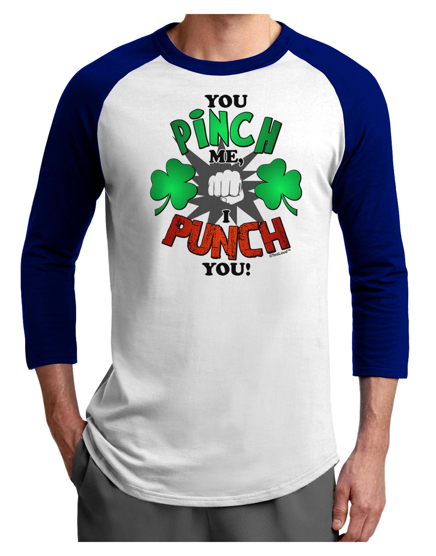 You Pinch Me I Punch You Adult Raglan Shirt-Raglan Shirt-TooLoud-White-Royal-X-Small-Davson Sales