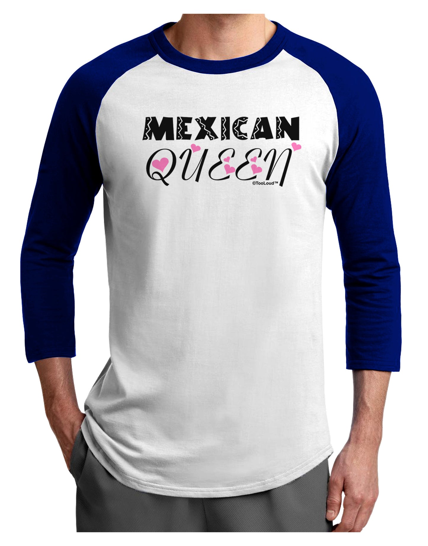 Mexican Queen - Cinco de Mayo Adult Raglan Shirt-TooLoud-White-Royal-X-Small-Davson Sales
