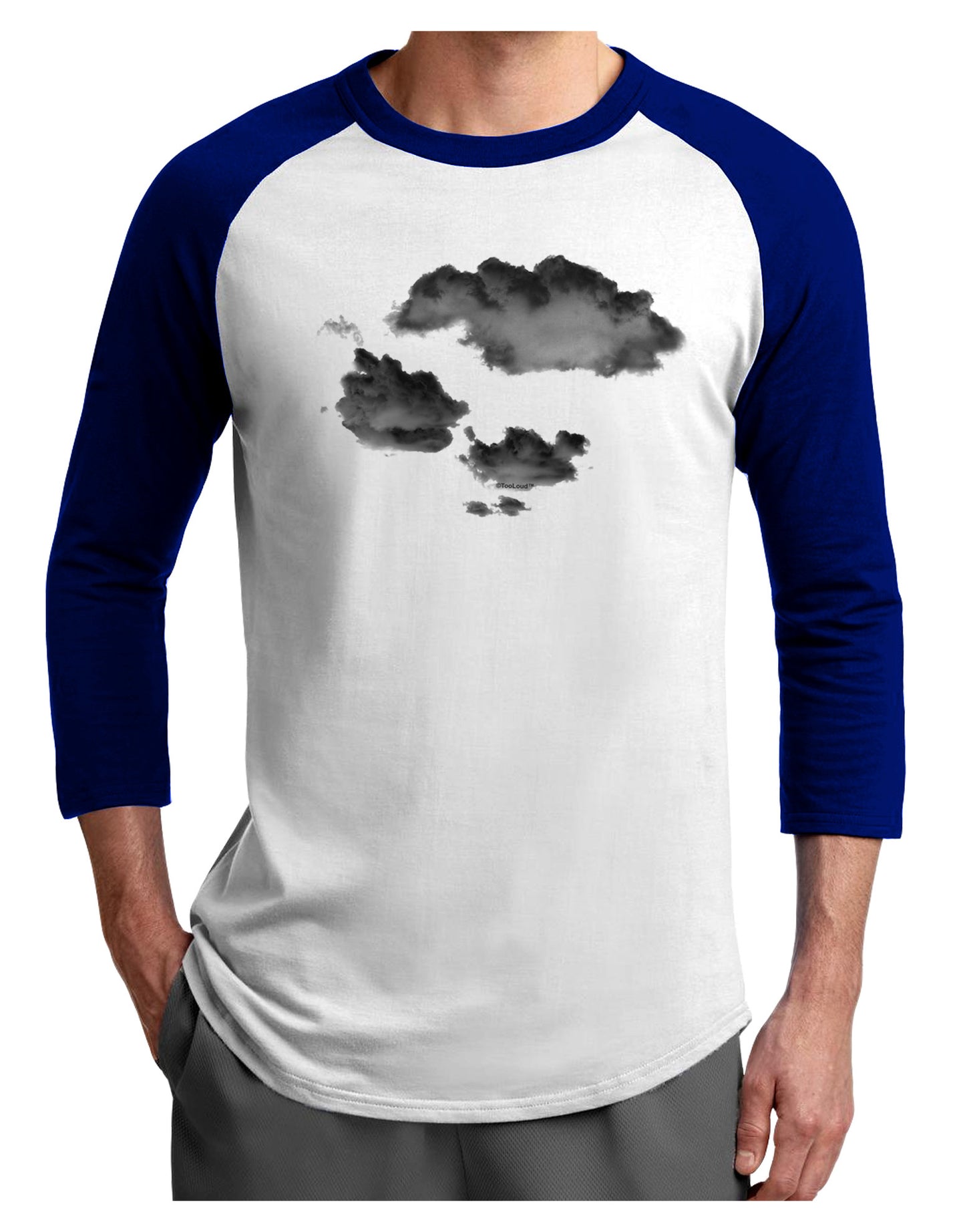 Inverted Puffy Clouds Adult Raglan Shirt-Raglan Shirt-TooLoud-White-Royal-X-Small-Davson Sales