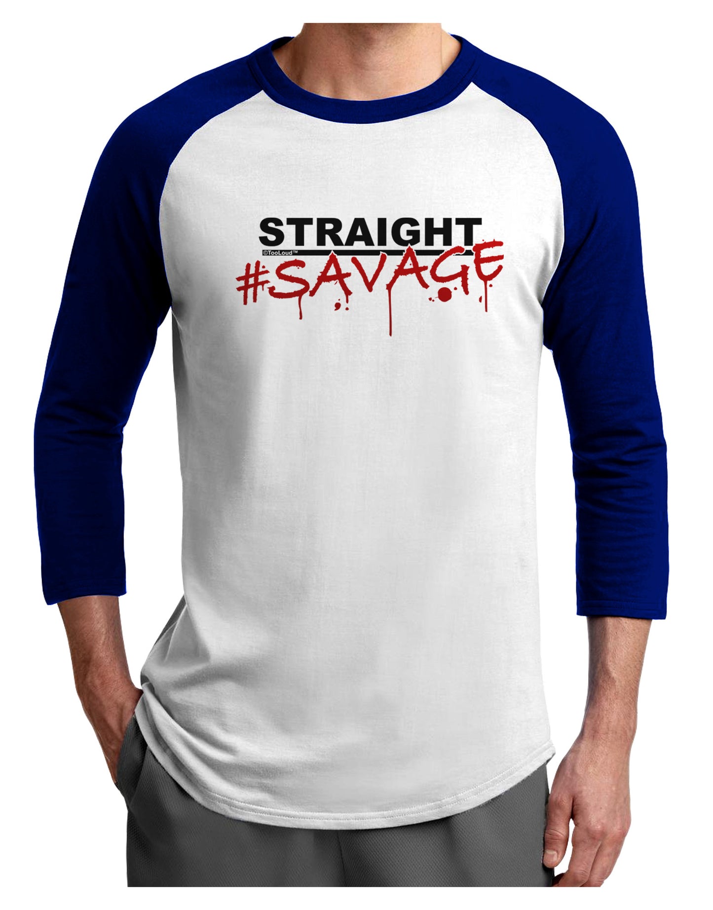 Straight Savage Adult Raglan Shirt-Raglan Shirt-TooLoud-White-Royal-X-Small-Davson Sales