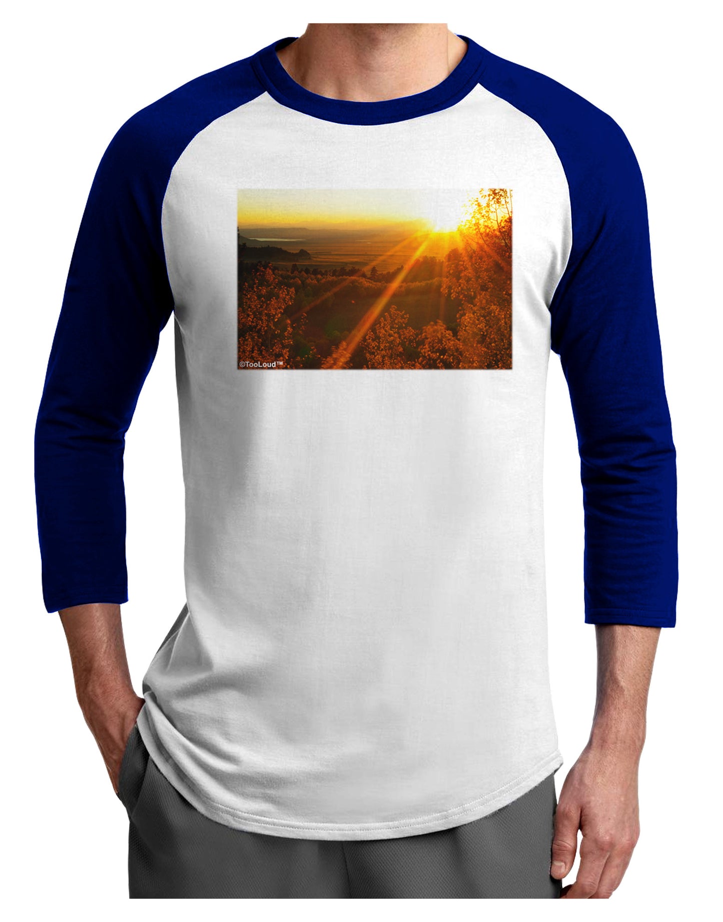 Colorado Sunset Adult Raglan Shirt-TooLoud-White-Royal-X-Small-Davson Sales