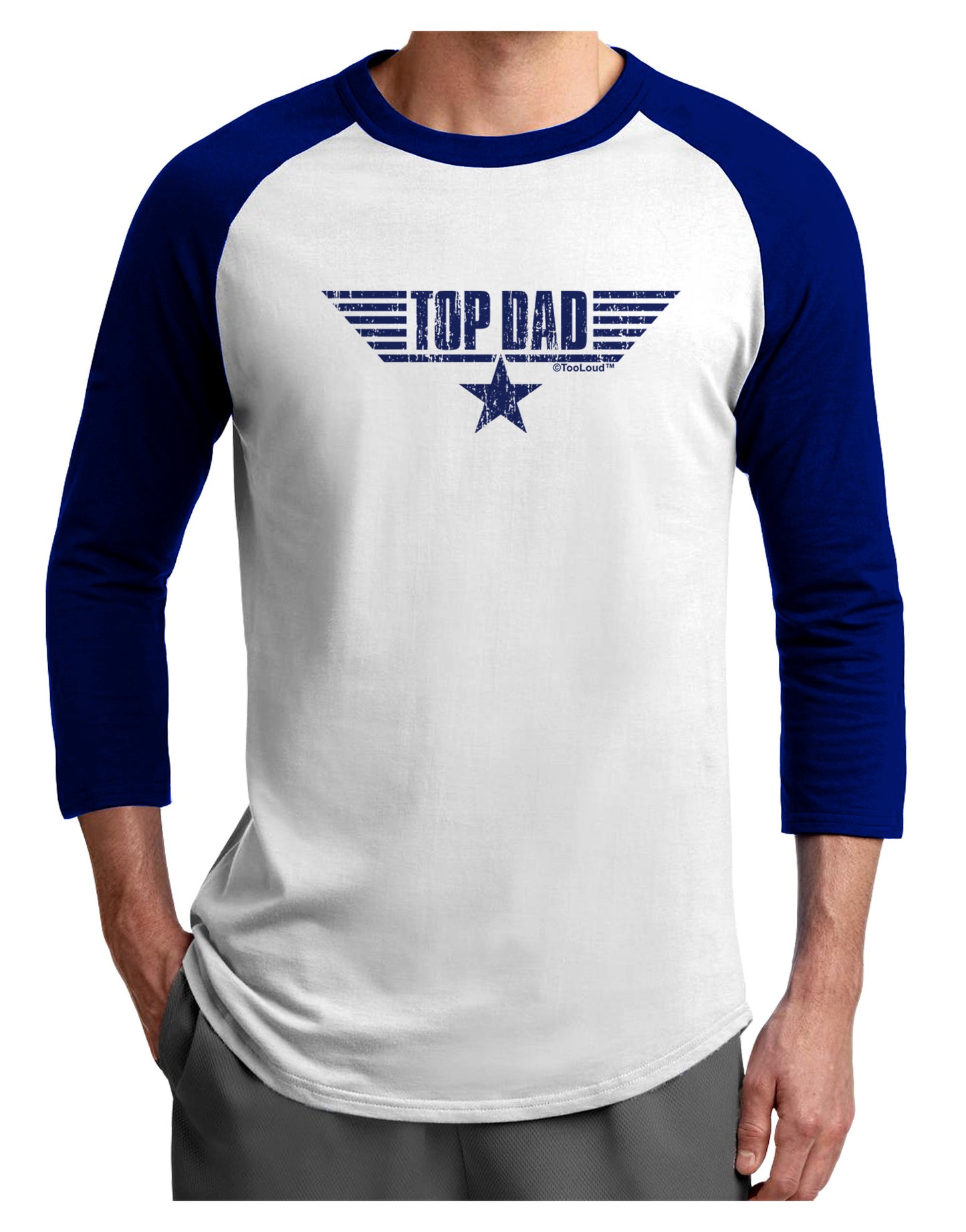 Top Dad Father's Day Adult Raglan Shirt-Raglan Shirt-TooLoud-White-Royal-X-Small-Davson Sales