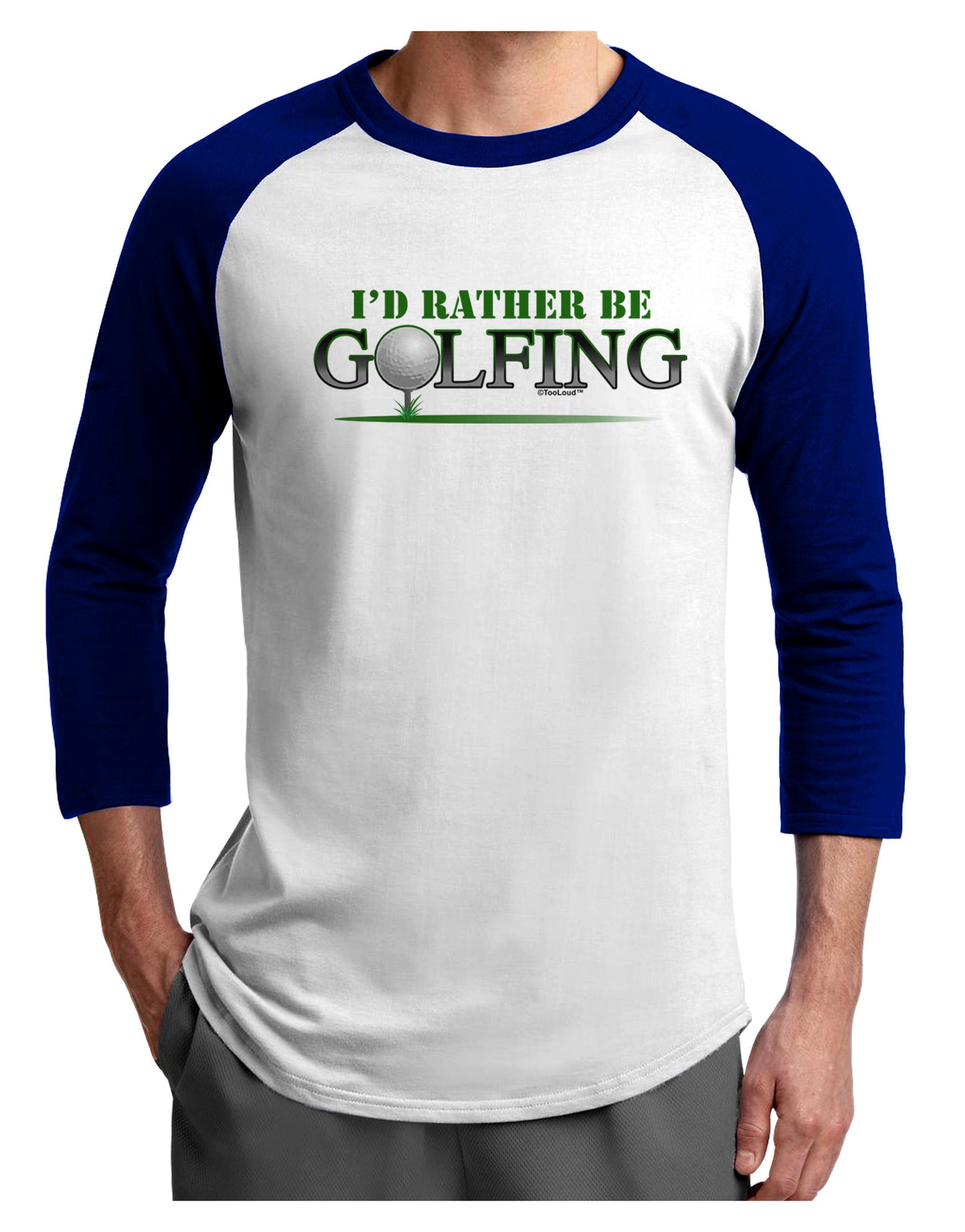 I'd Rather Be Golfing Adult Raglan Shirt-Raglan Shirt-TooLoud-White-Royal-X-Small-Davson Sales