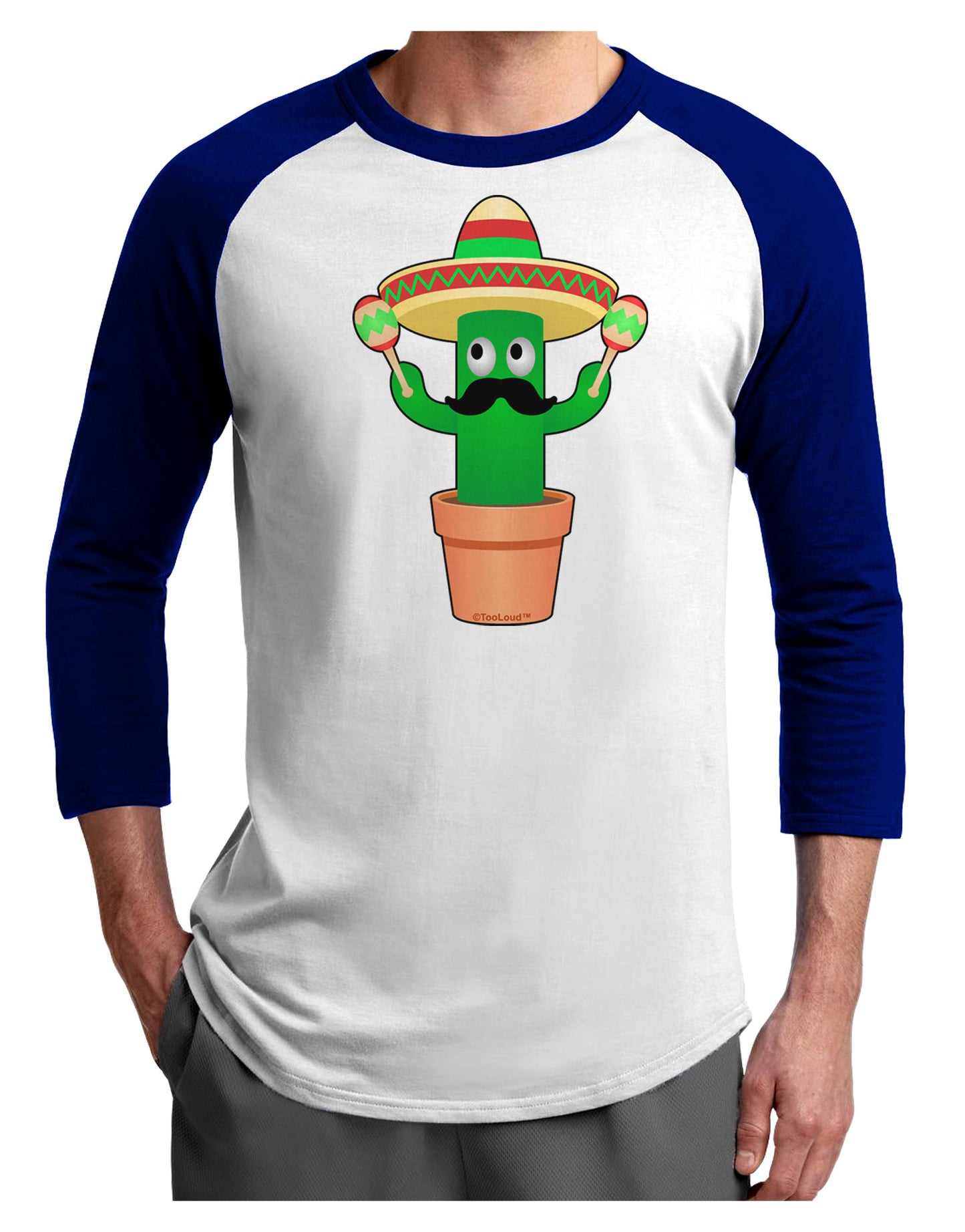 Fiesta Cactus Adult Raglan Shirt-Raglan Shirt-TooLoud-White-Royal-X-Small-Davson Sales