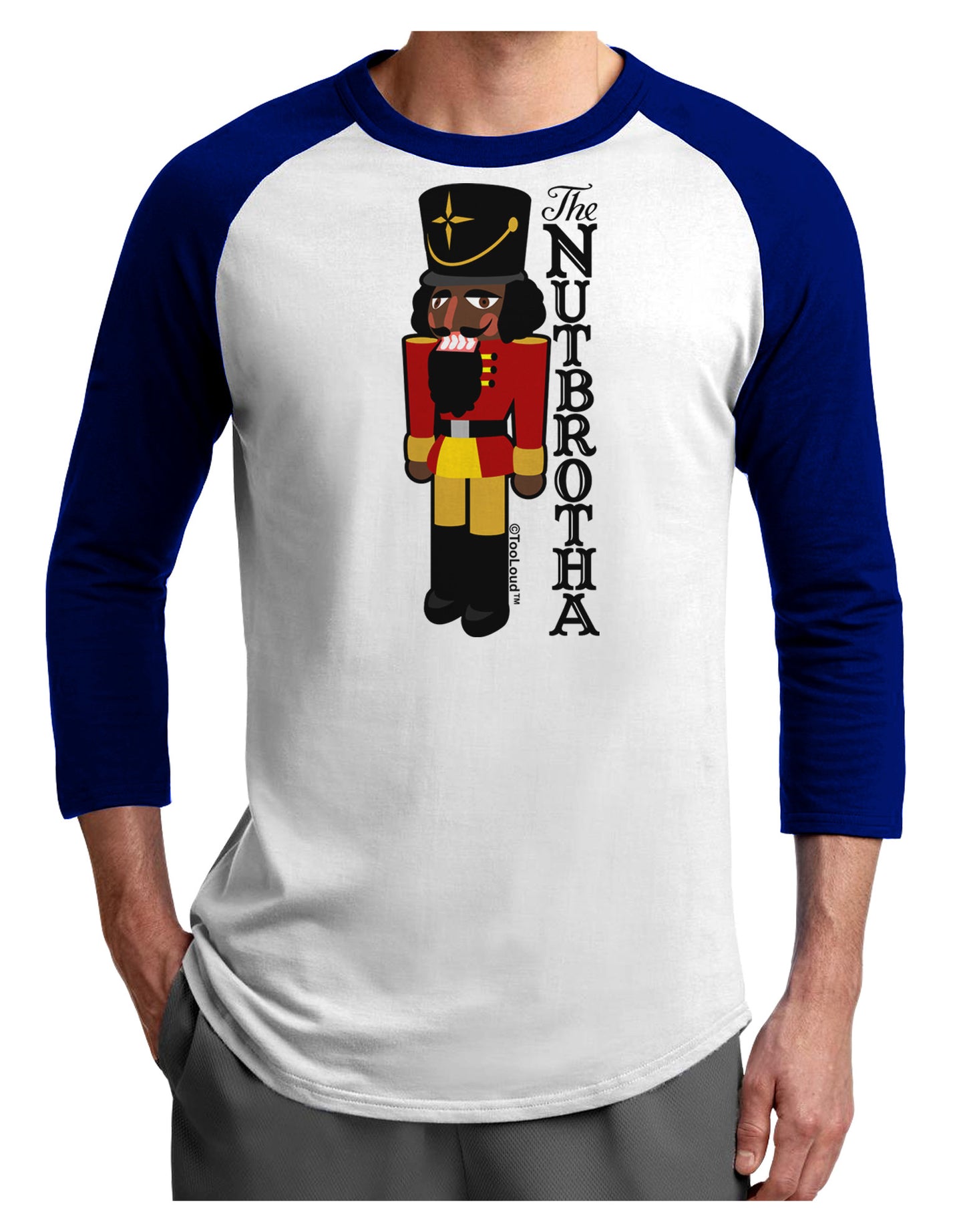 The Nutbrotha - Black Nutcracker Adult Raglan Shirt by-Raglan Shirt-TooLoud-White-Royal-X-Small-Davson Sales