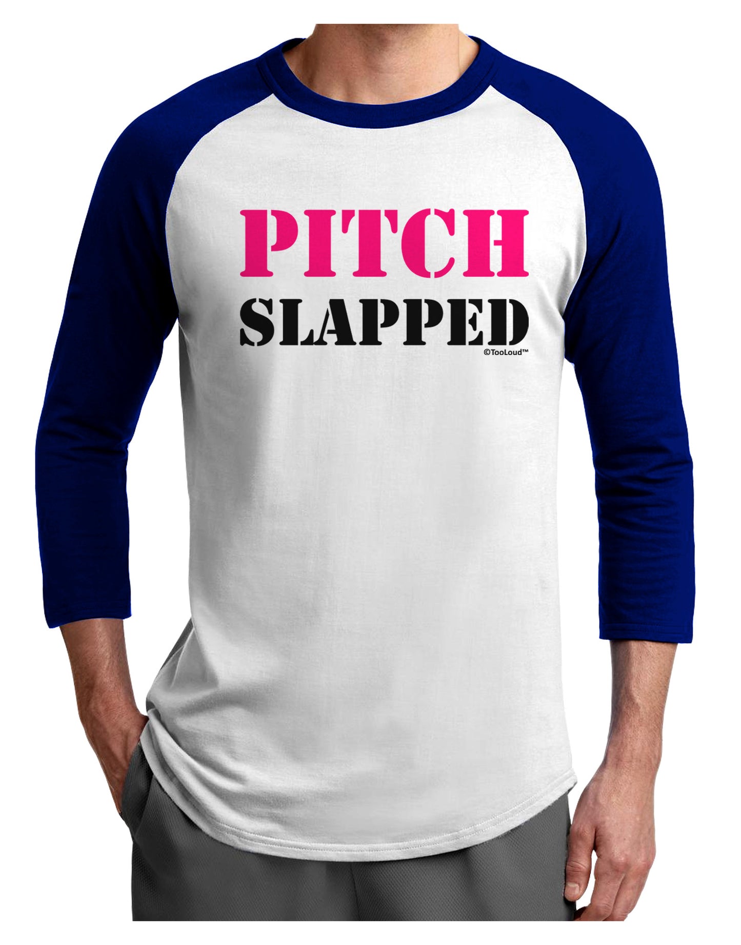 Pitch Slapped - Pink Adult Raglan Shirt-TooLoud-White-Royal-X-Small-Davson Sales