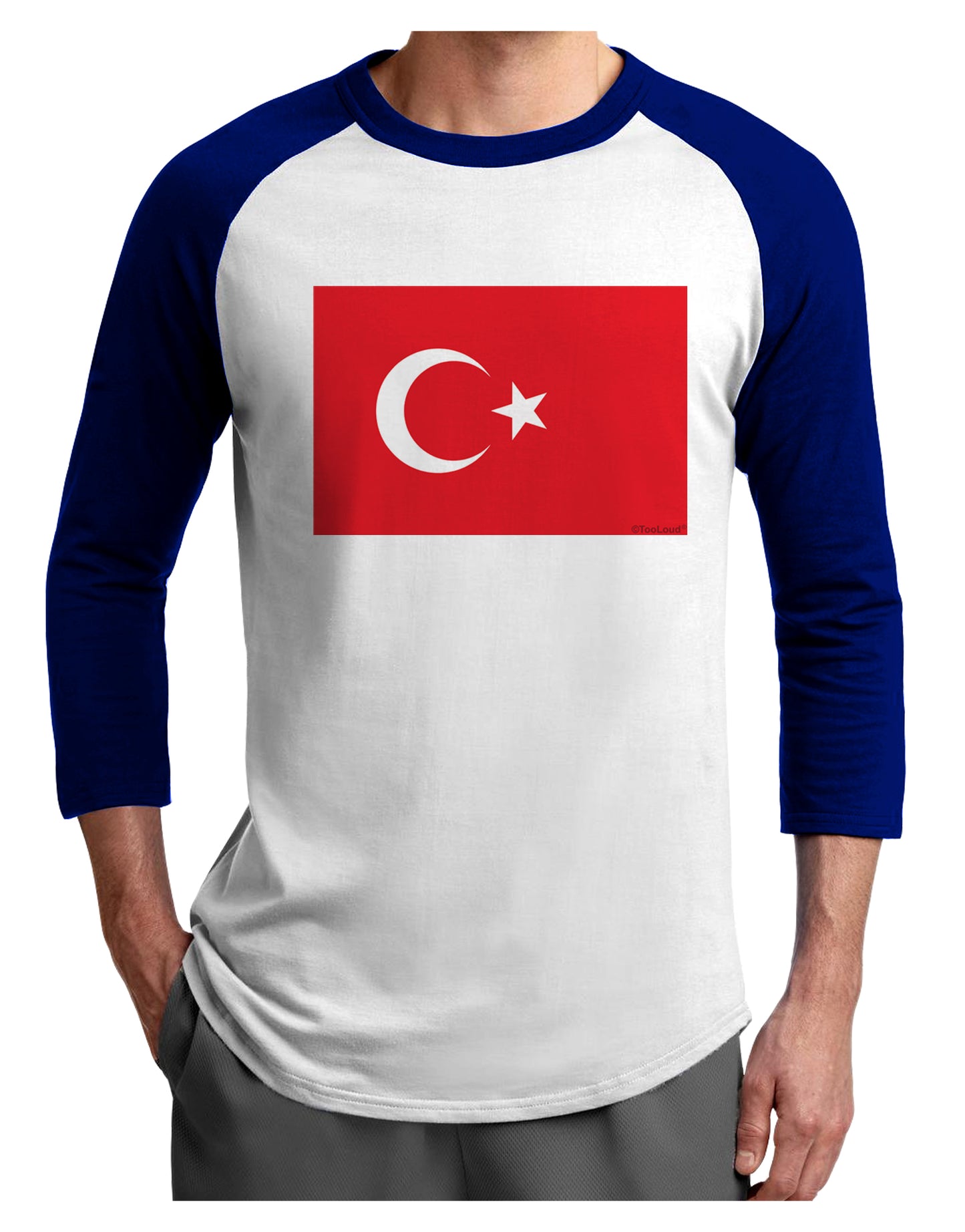Turkey Flag Adult Raglan Shirt by TooLoud-TooLoud-White-Royal-X-Small-Davson Sales