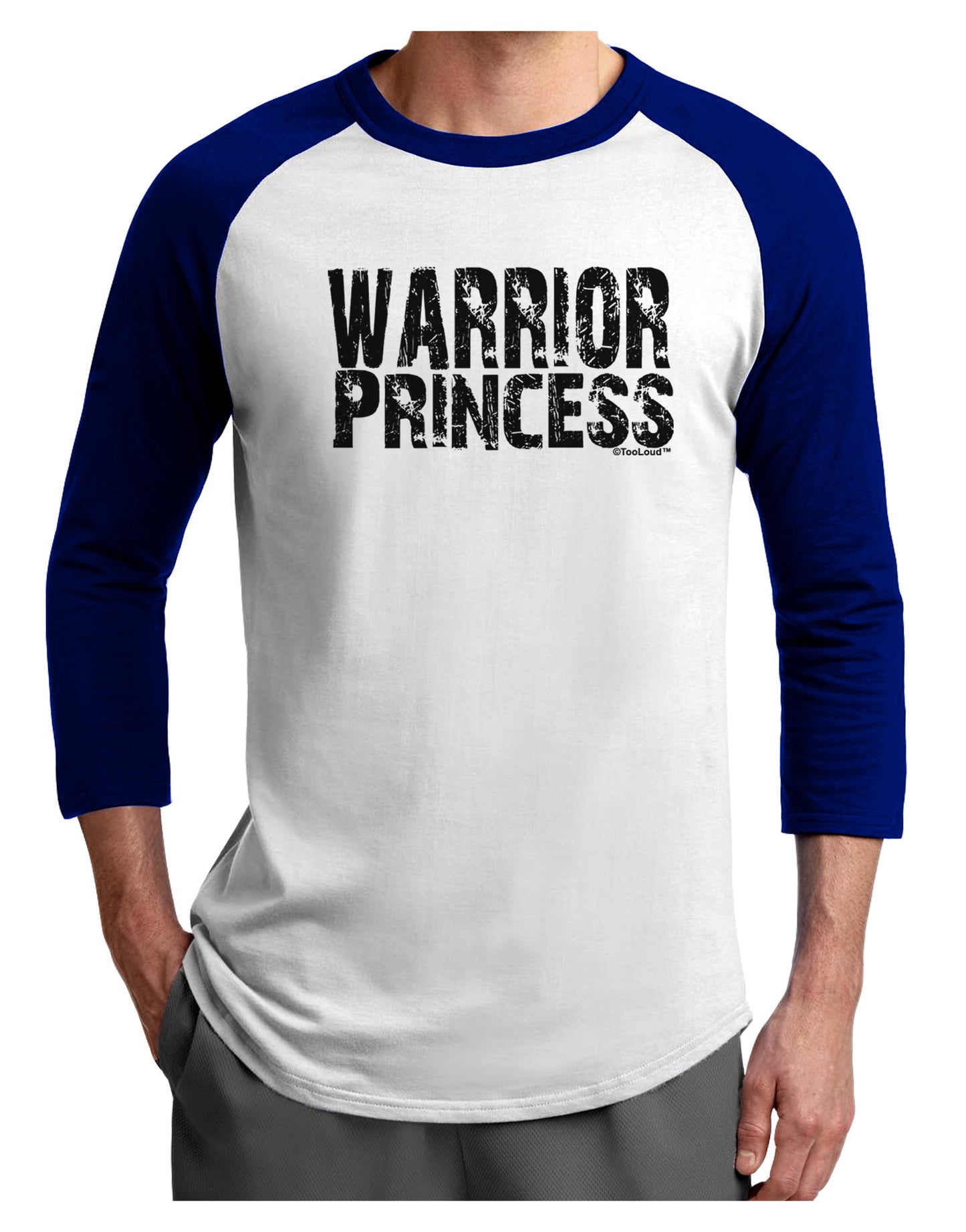 Warrior Princess Black and White Adult Raglan Shirt-TooLoud-White-Royal-X-Small-Davson Sales
