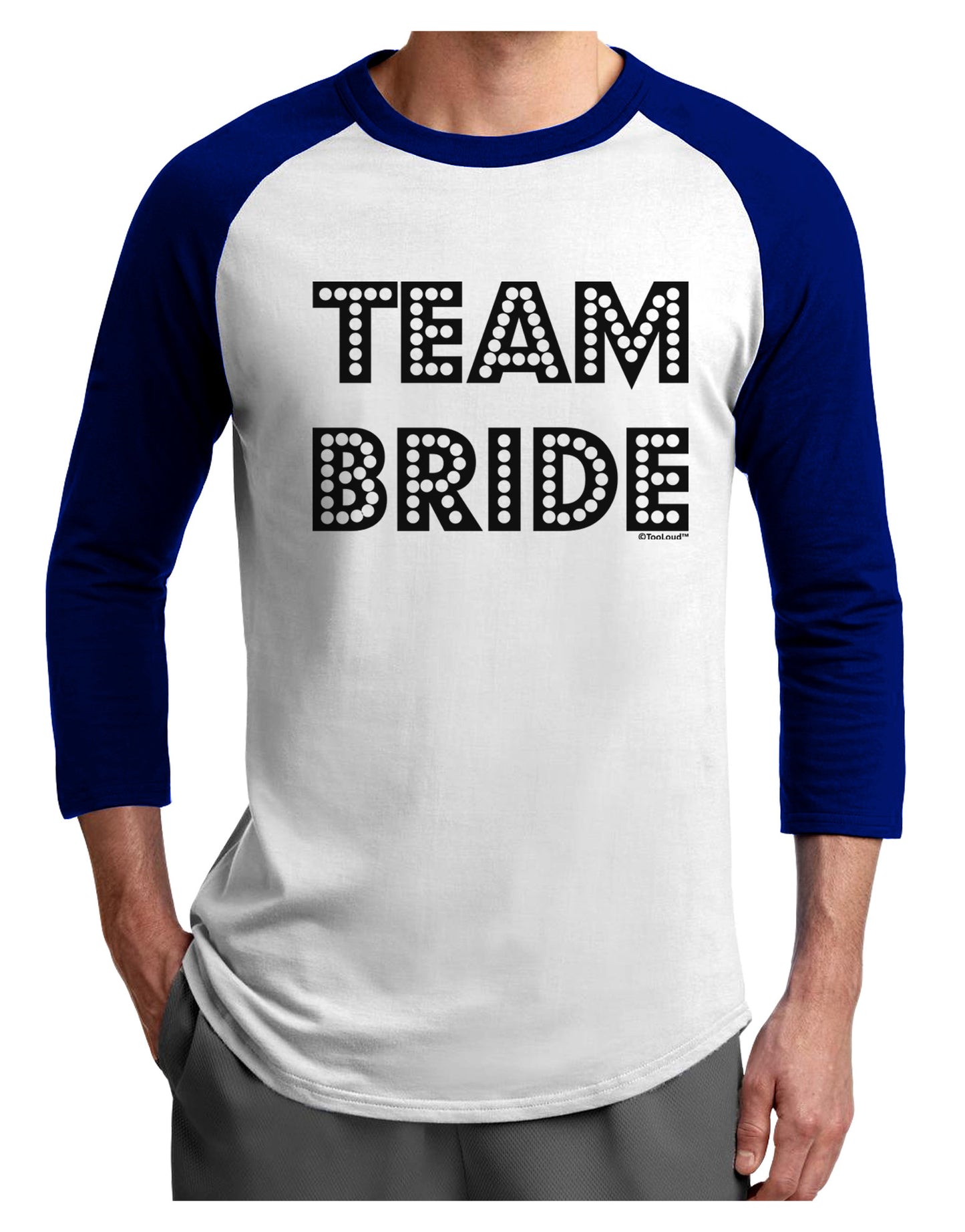 Team Bride Adult Raglan Shirt-TooLoud-White-Royal-X-Small-Davson Sales